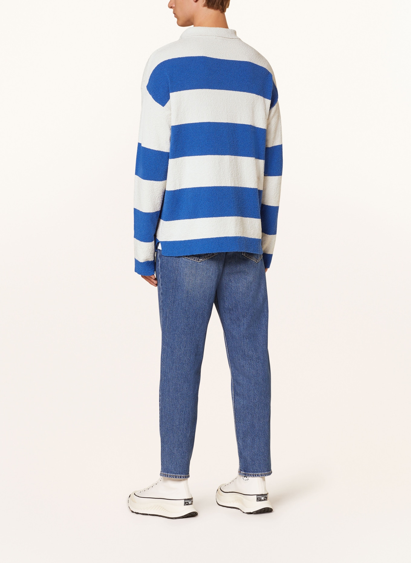 HUGO BLUE Frottee-Poloshirt SELLIH, Farbe: ECRU/ BLAU (Bild 3)