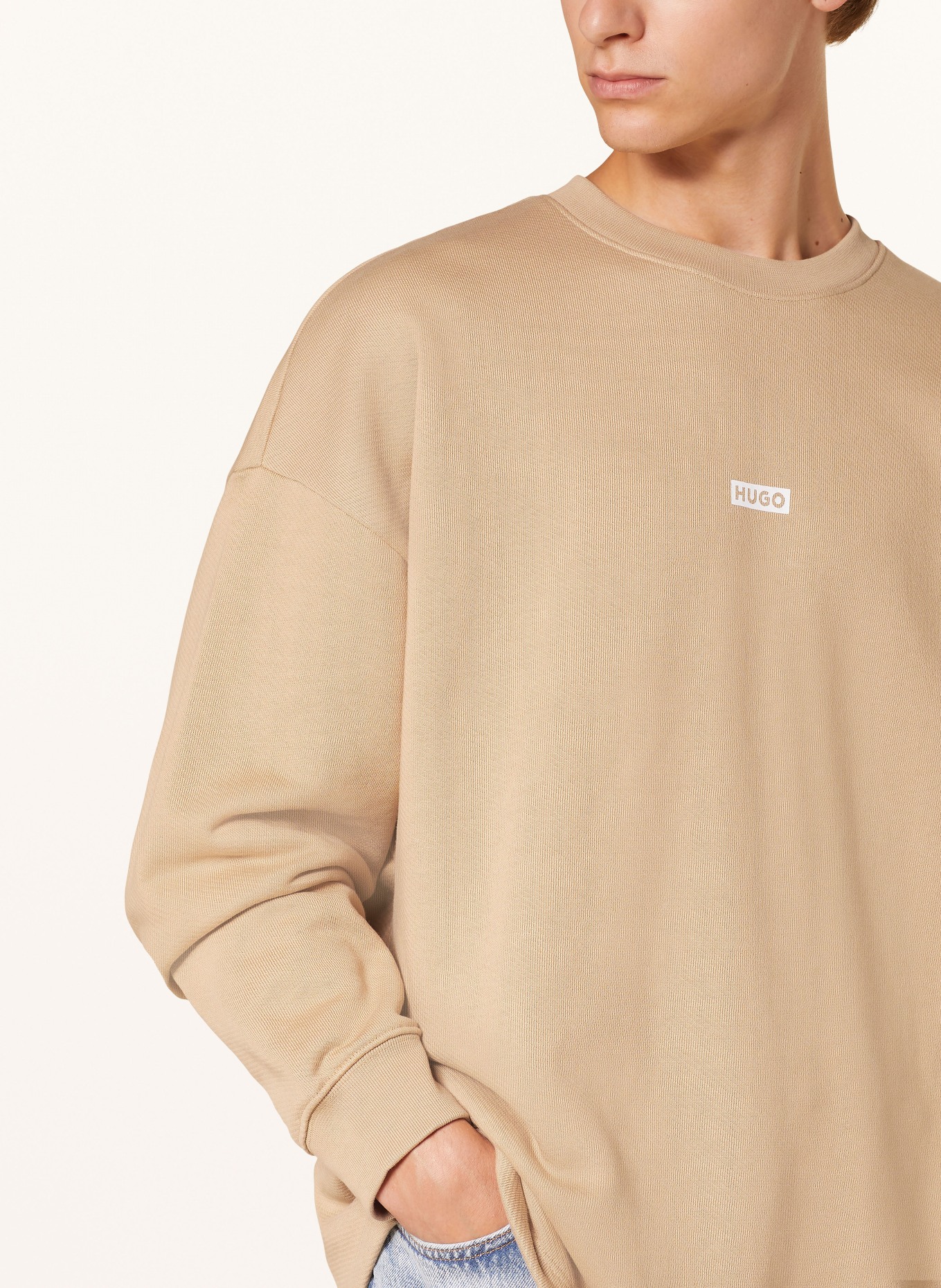 HUGO BLUE sweatshirt heart NAVIU, Farbe: BEIGE/ WEISS (Bild 4)