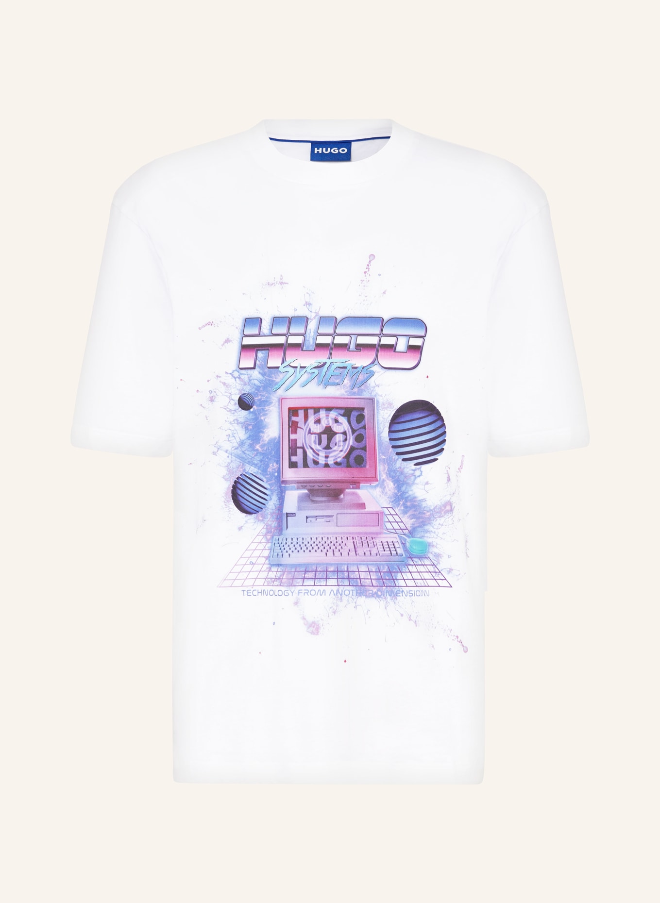 HUGO BLUE T-shirt NARADIE, Color: WHITE/ PURPLE/ PINK (Image 1)