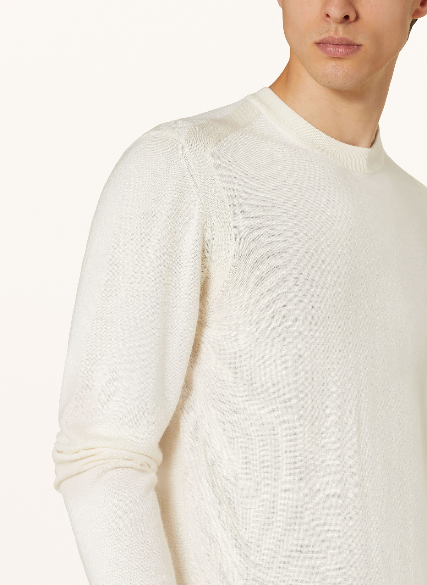 BOSS Sweater OVERO with silk and cashmere, Color: CREAM (Image 4)