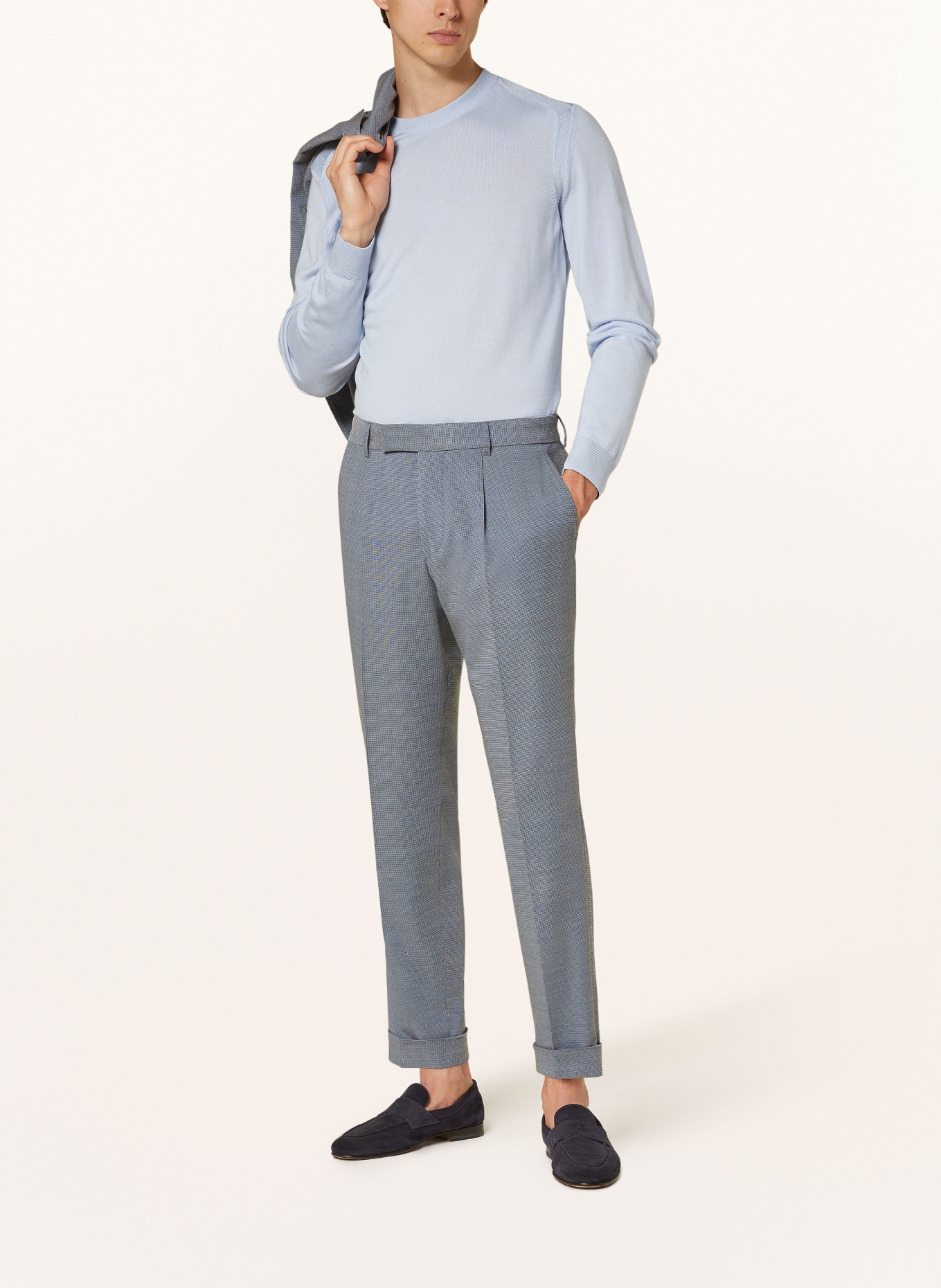 BOSS Pullover OVERO mit Seide und Cashmere, Farbe: HELLBLAU (Bild 2)