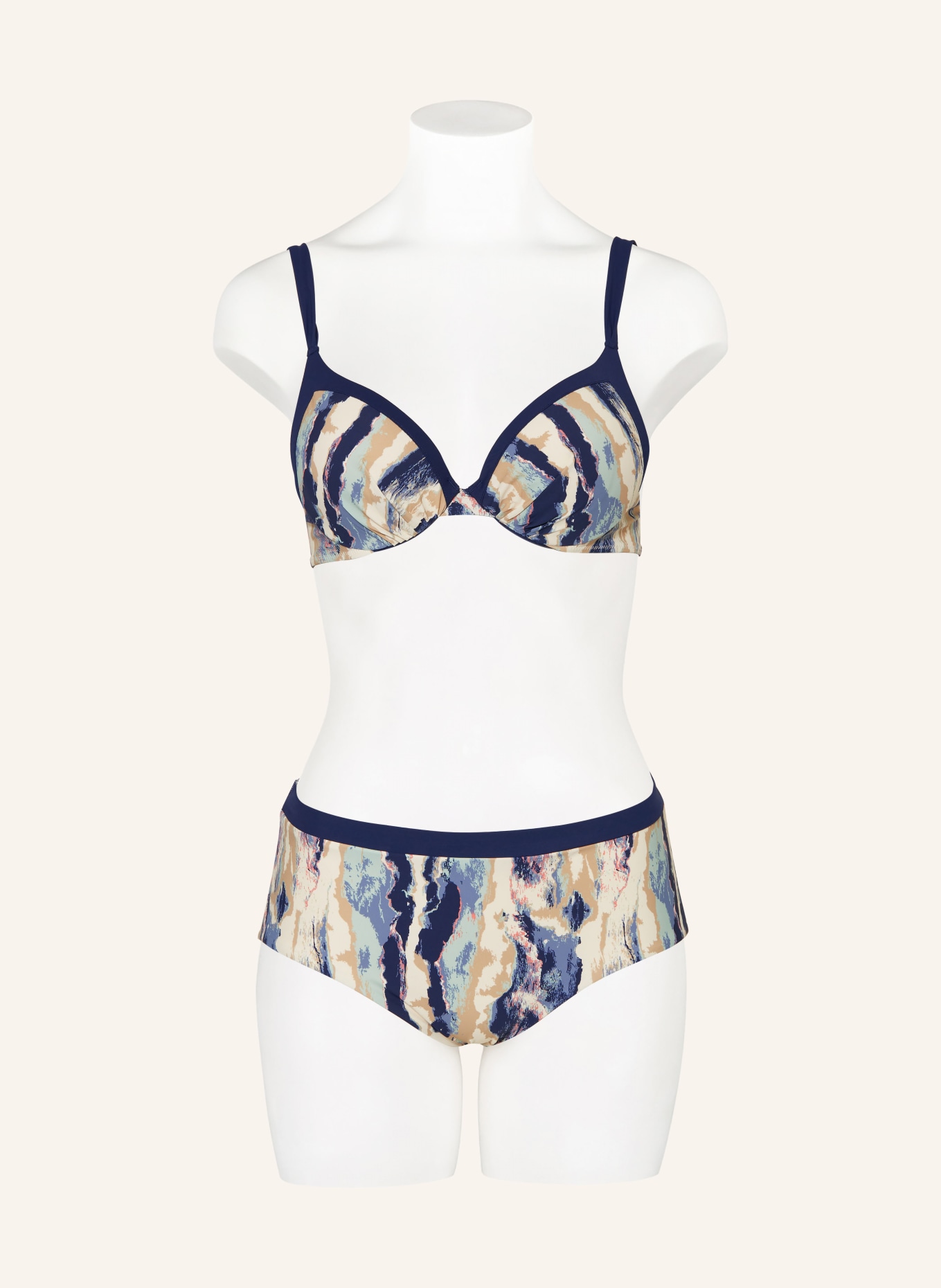 FEMILET High-waist bikini bottoms GRANADA, Color: CREAM/ DARK BLUE/ MINT (Image 2)