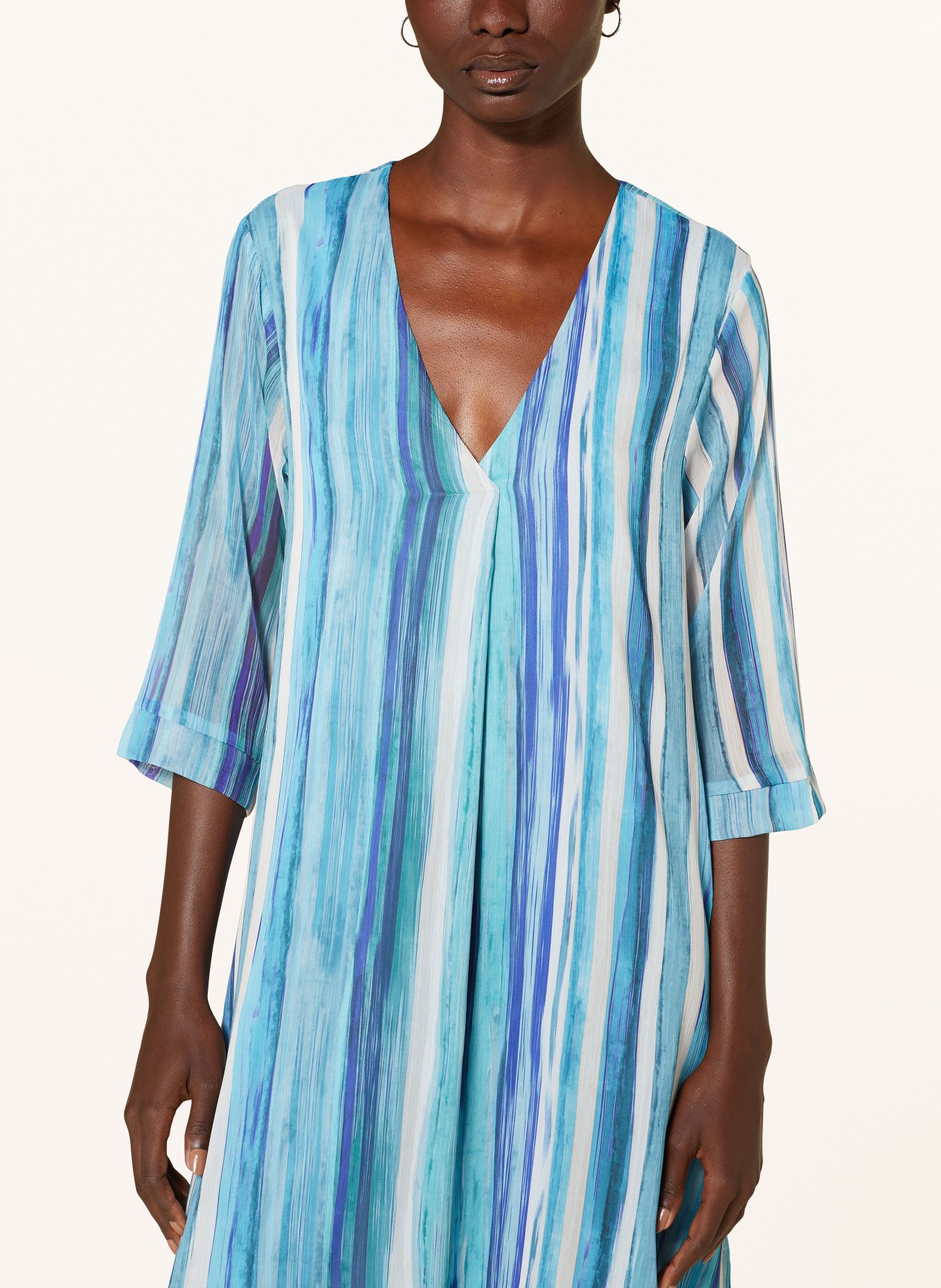 FrogBox Kleid mit 3/4-Arm: HELLGRAU / BLAU / HELLBLAU