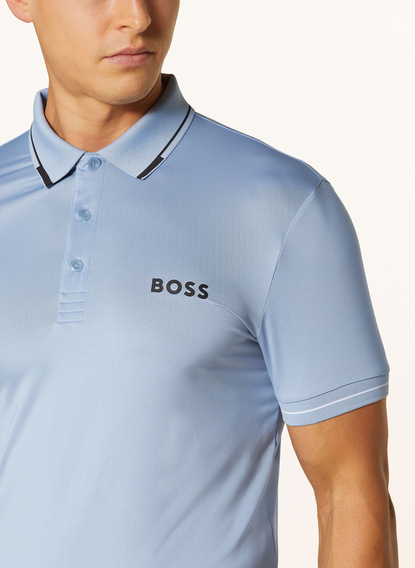 BOSS Functional polo shirt PAUL PRO slim fit, Color: LIGHT BLUE (Image 4)