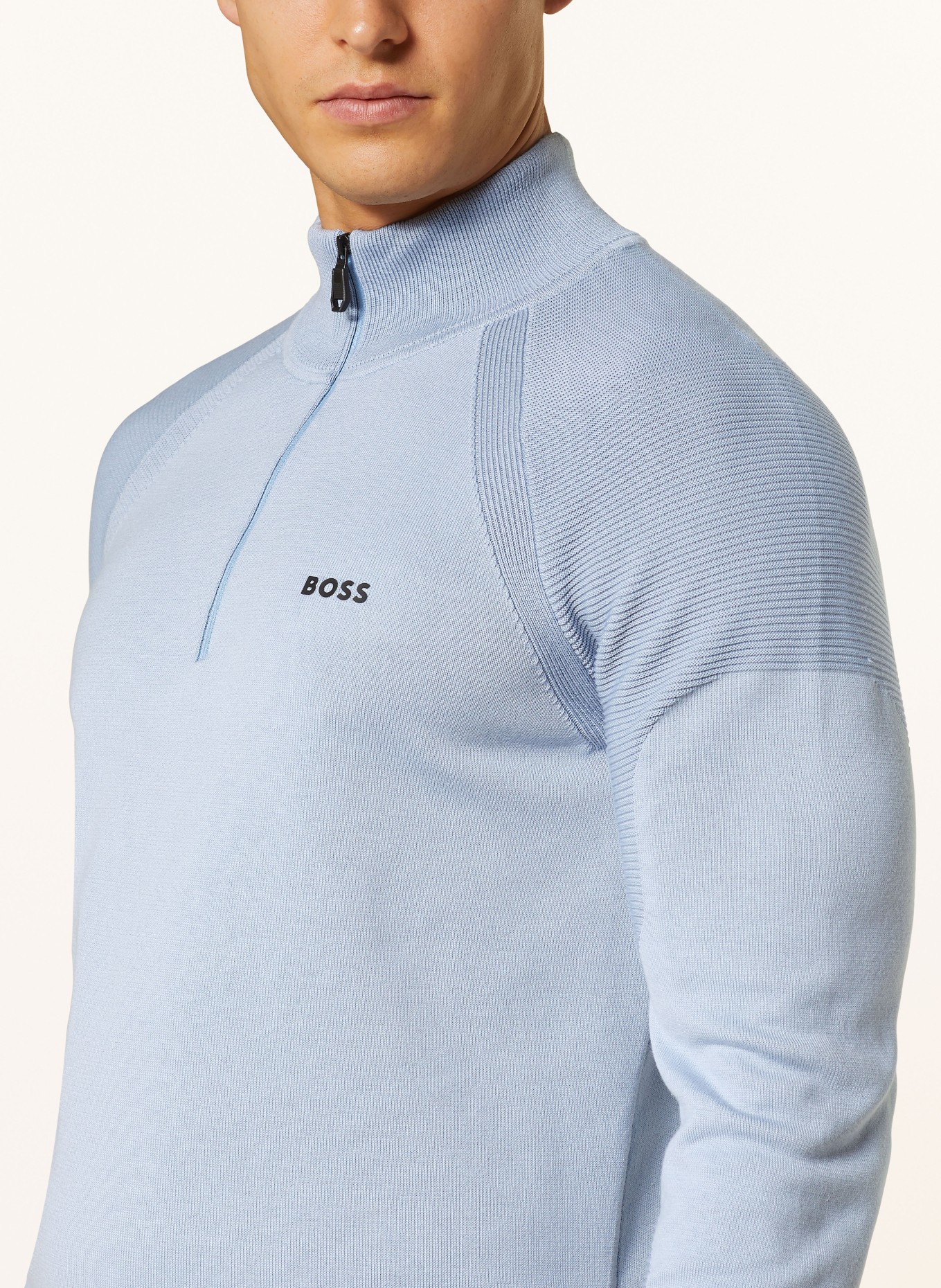 BOSS Sweter typu troyer PERFORM-X, Kolor: JASNONIEBIESKI (Obrazek 4)