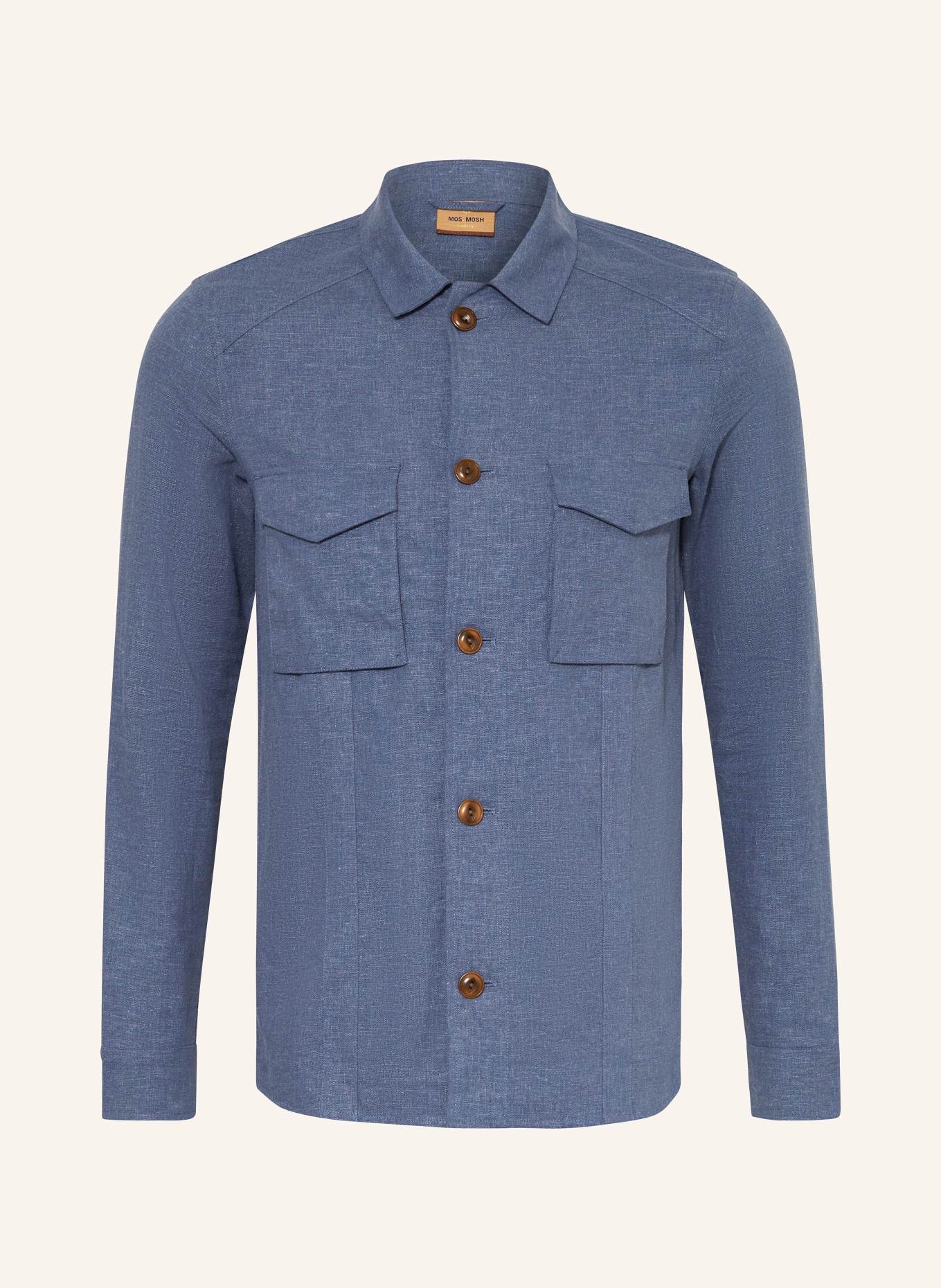 MOS MOSH Gallery Overshirt MMGMILO with linen, Color: BLUE (Image 1)
