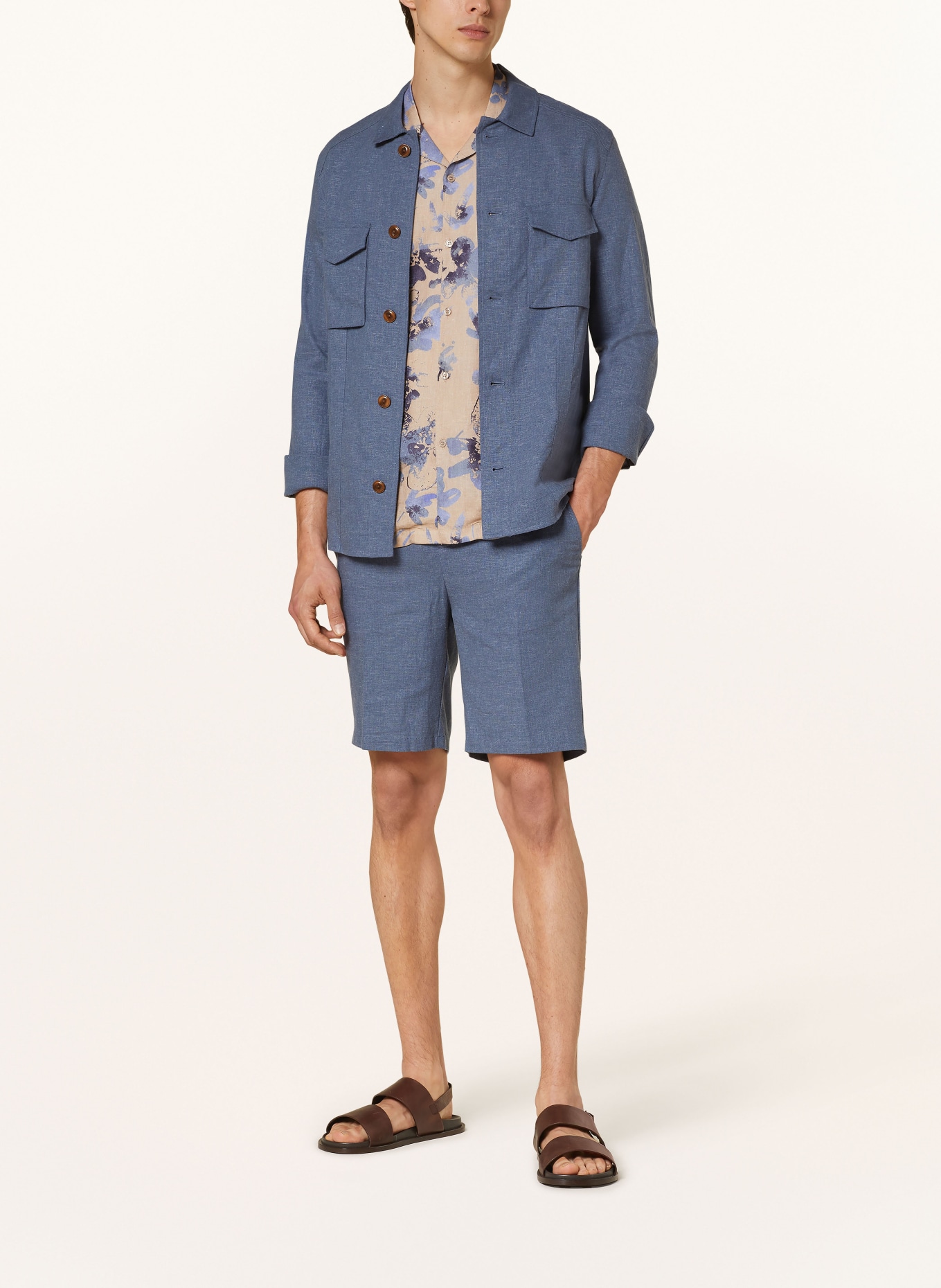 MOS MOSH Gallery Overshirt MMGMILO with linen, Color: BLUE (Image 2)