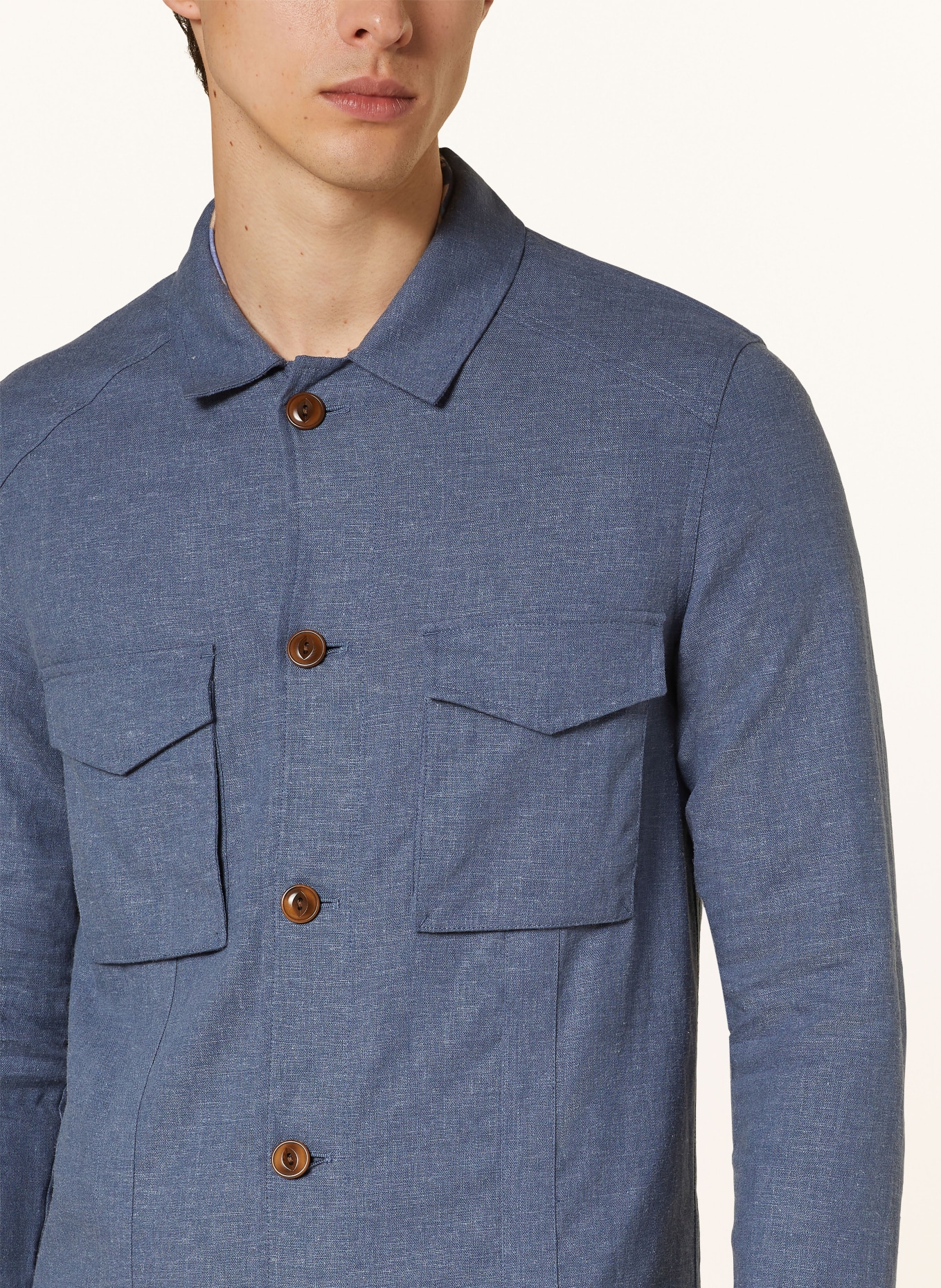 MOS MOSH Gallery Overshirt MMGMILO with linen, Color: BLUE (Image 4)