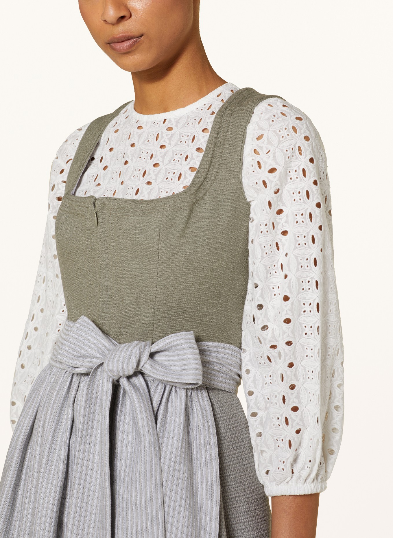 LIMBERRY Dirndl blouse KEIRA with 3/4 sleeves, Color: WHITE (Image 3)