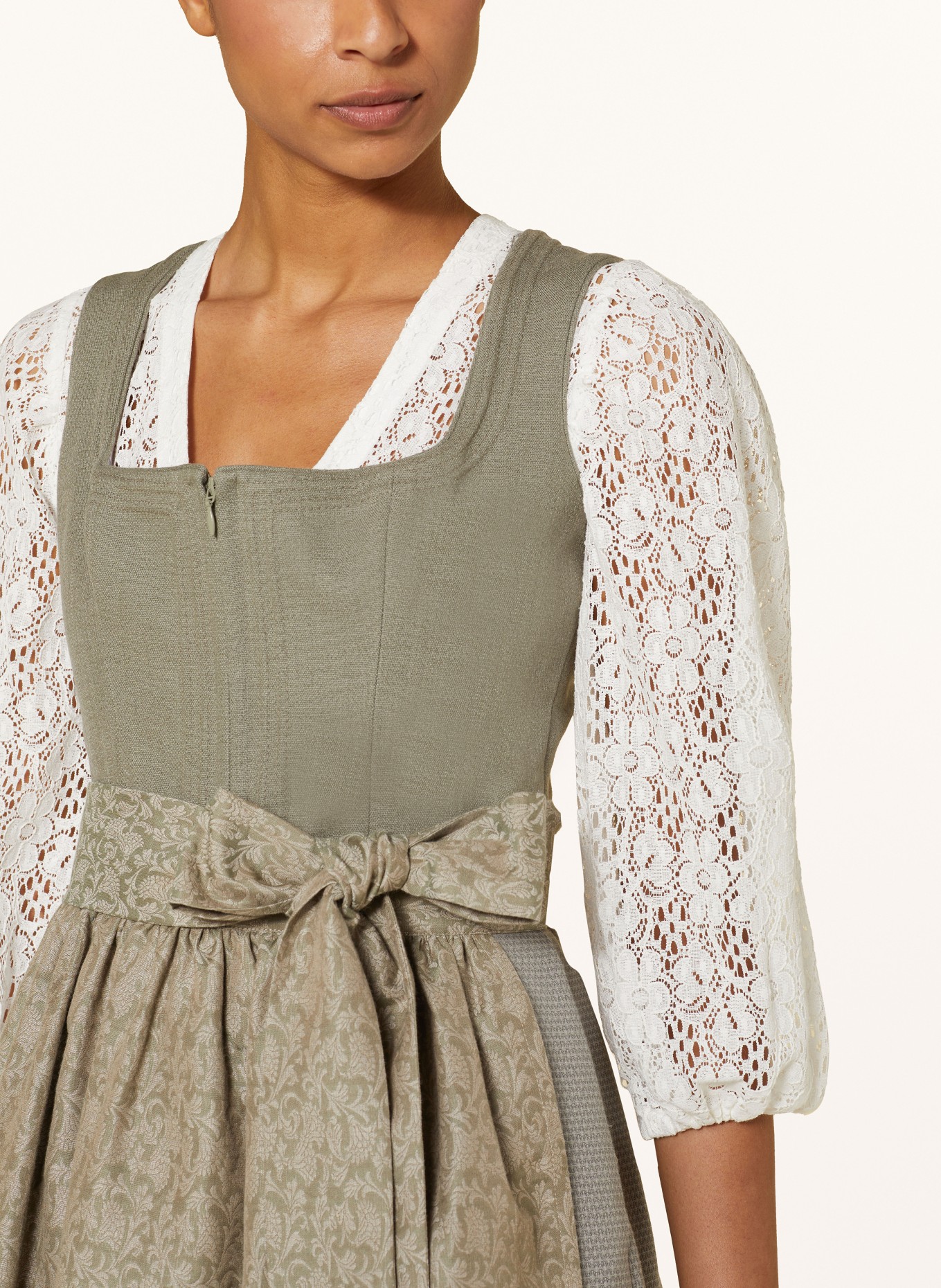 LIMBERRY Dirndl blouse AURORA in lace with 3/4 sleeves, Color: WHITE (Image 3)