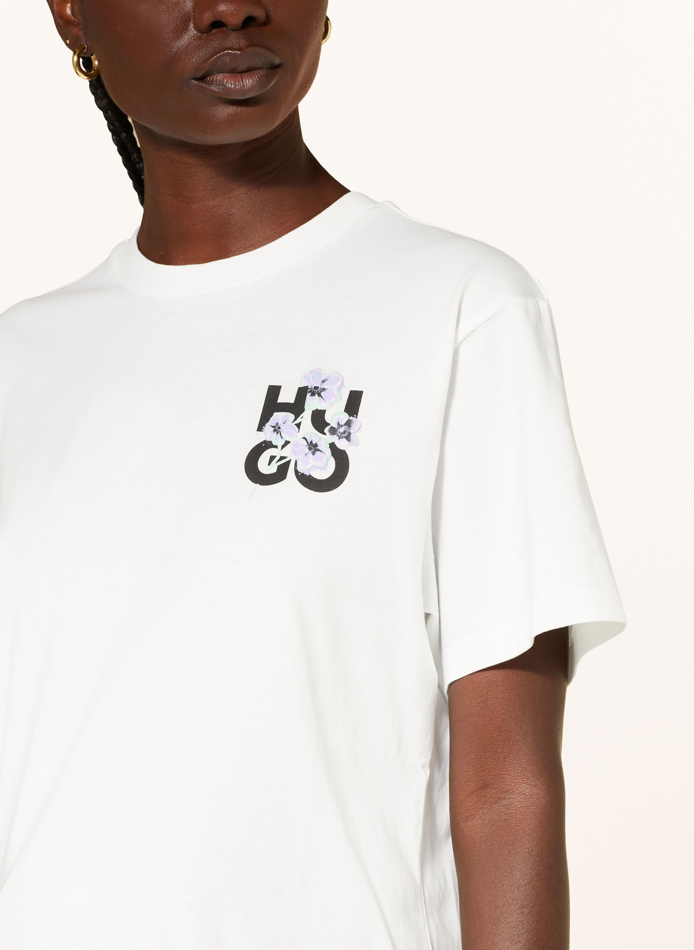 HUGO T-shirt VINTAGE, Color: WHITE/ BLACK/ LIGHT PURPLE (Image 4)