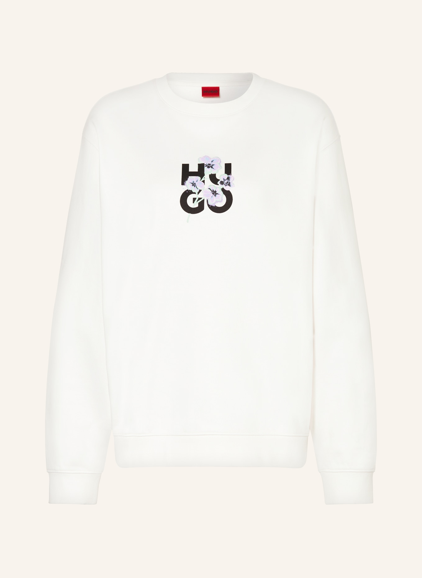 HUGO Sweatshirt, Color: WHITE/ BLACK/ LIGHT PURPLE (Image 1)