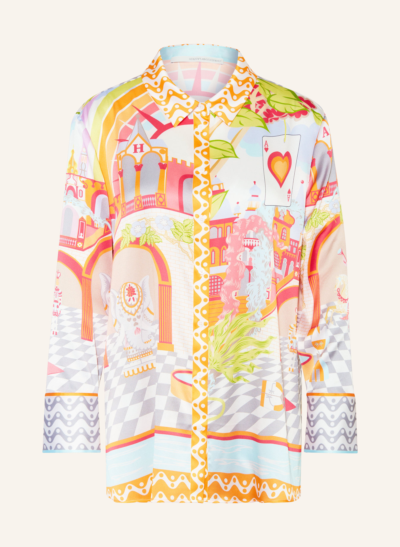 HERZEN'S ANGELEGENHEIT Hemdbluse aus Seide, Farbe: ORANGE/ CREME/ HELLGRAU (Bild 1)