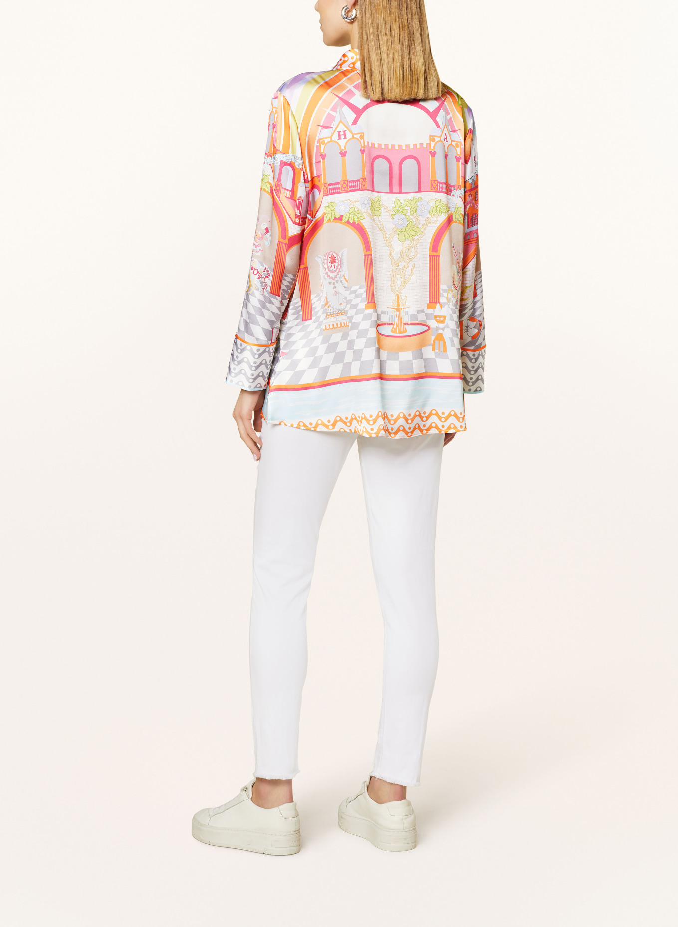 HERZEN'S ANGELEGENHEIT Shirt blouse in silk, Color: ORANGE/ CREAM/ LIGHT GRAY (Image 3)