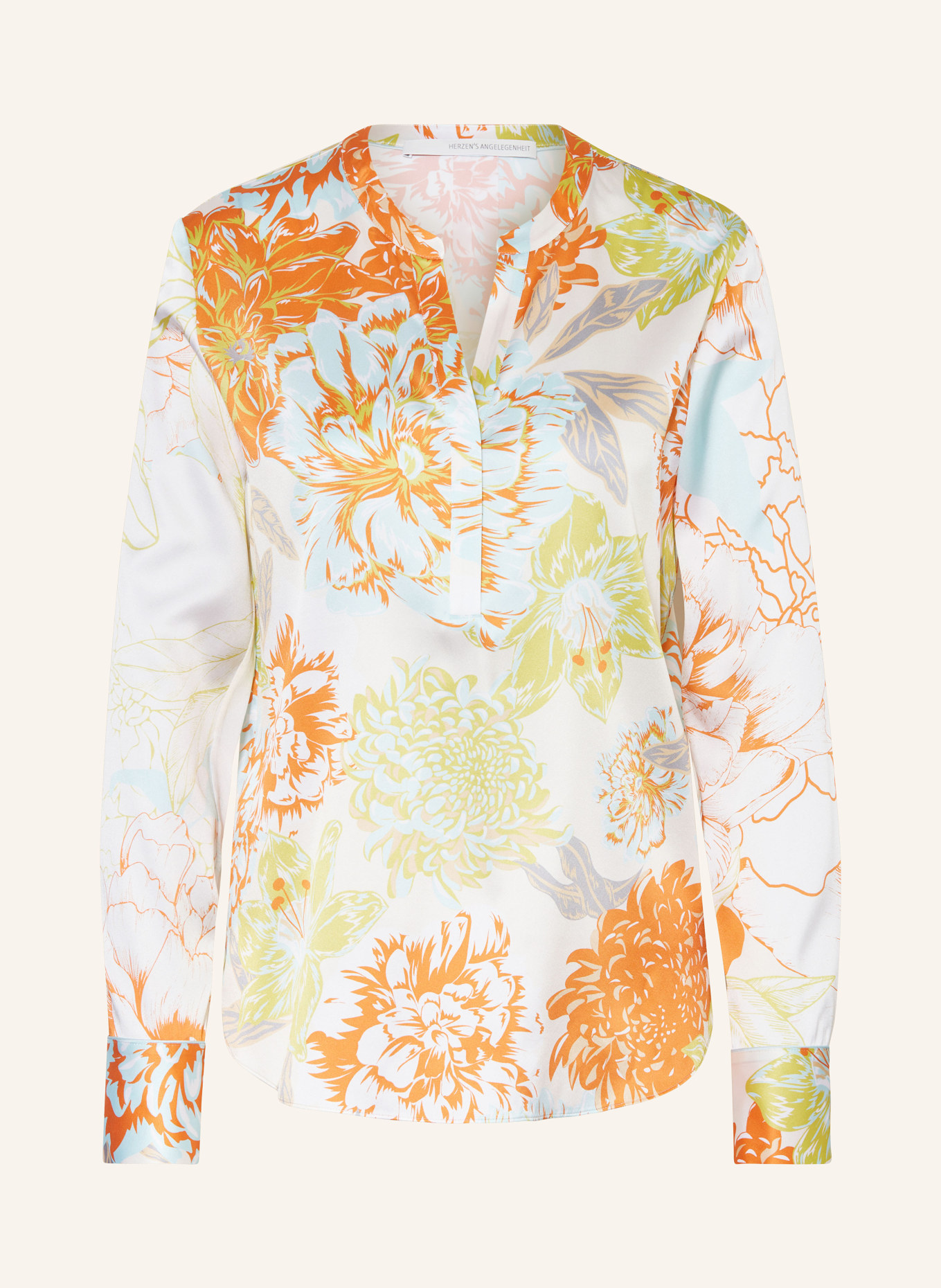 HERZEN'S ANGELEGENHEIT Shirt blouse in silk, Color: CREAM/ TURQUOISE/ ORANGE (Image 1)