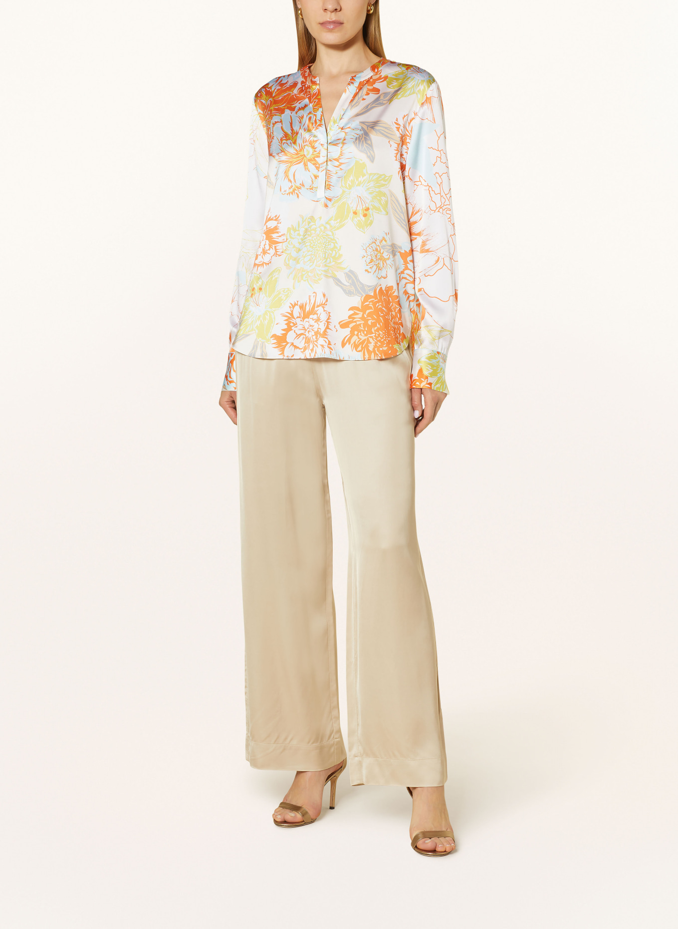 HERZEN'S ANGELEGENHEIT Shirt blouse in silk, Color: CREAM/ TURQUOISE/ ORANGE (Image 2)