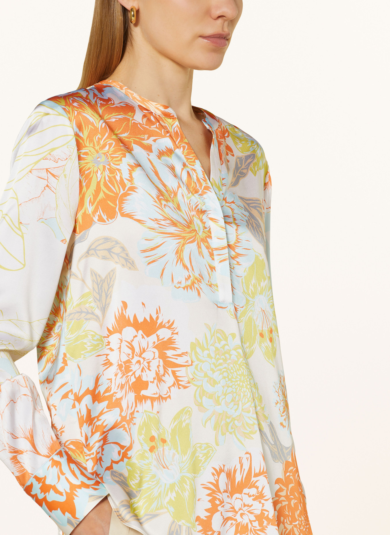 HERZEN'S ANGELEGENHEIT Shirt blouse in silk, Color: CREAM/ TURQUOISE/ ORANGE (Image 4)