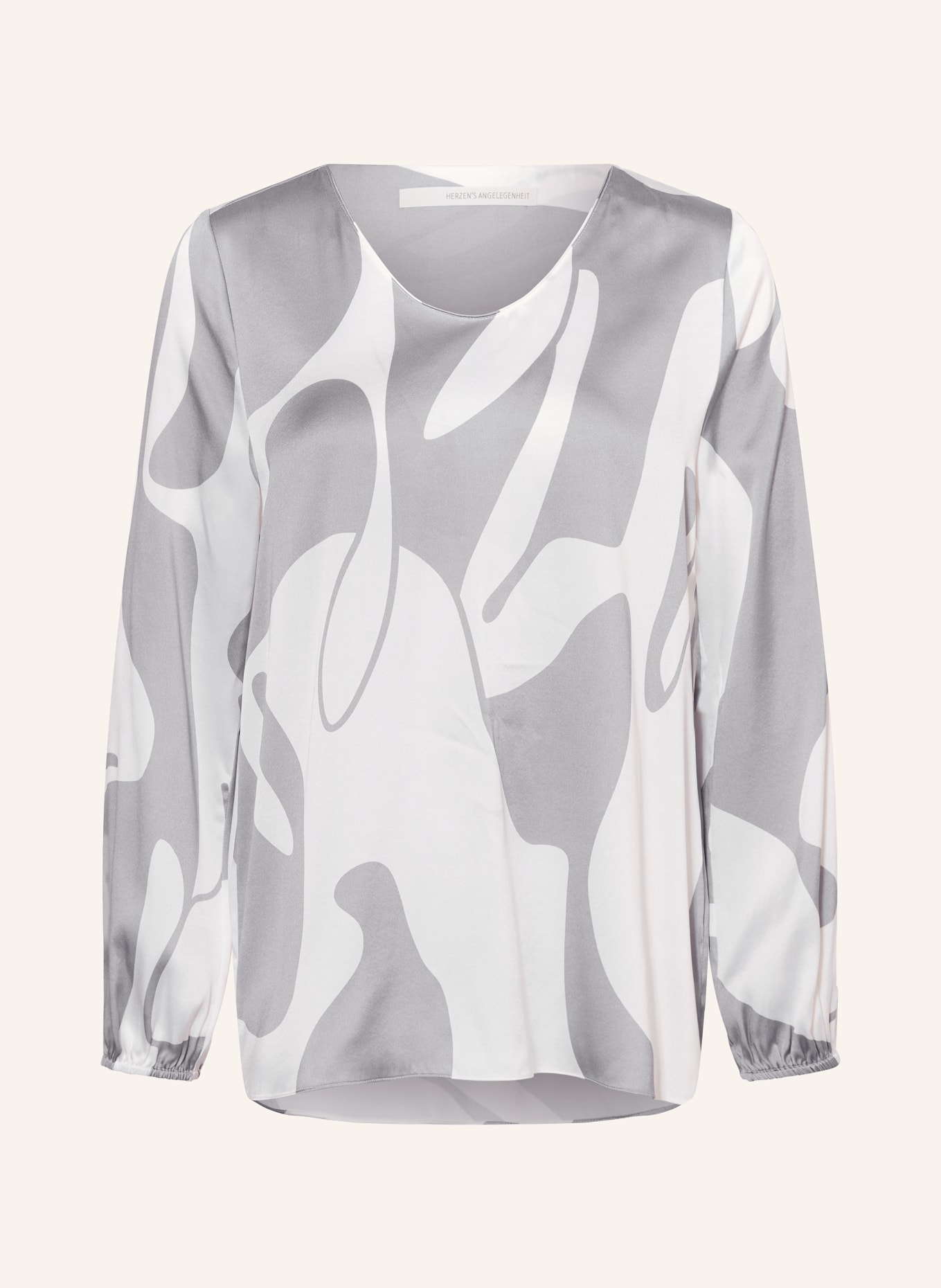 HERZEN'S ANGELEGENHEIT Silk blouse, Color: WHITE/ GRAY (Image 1)