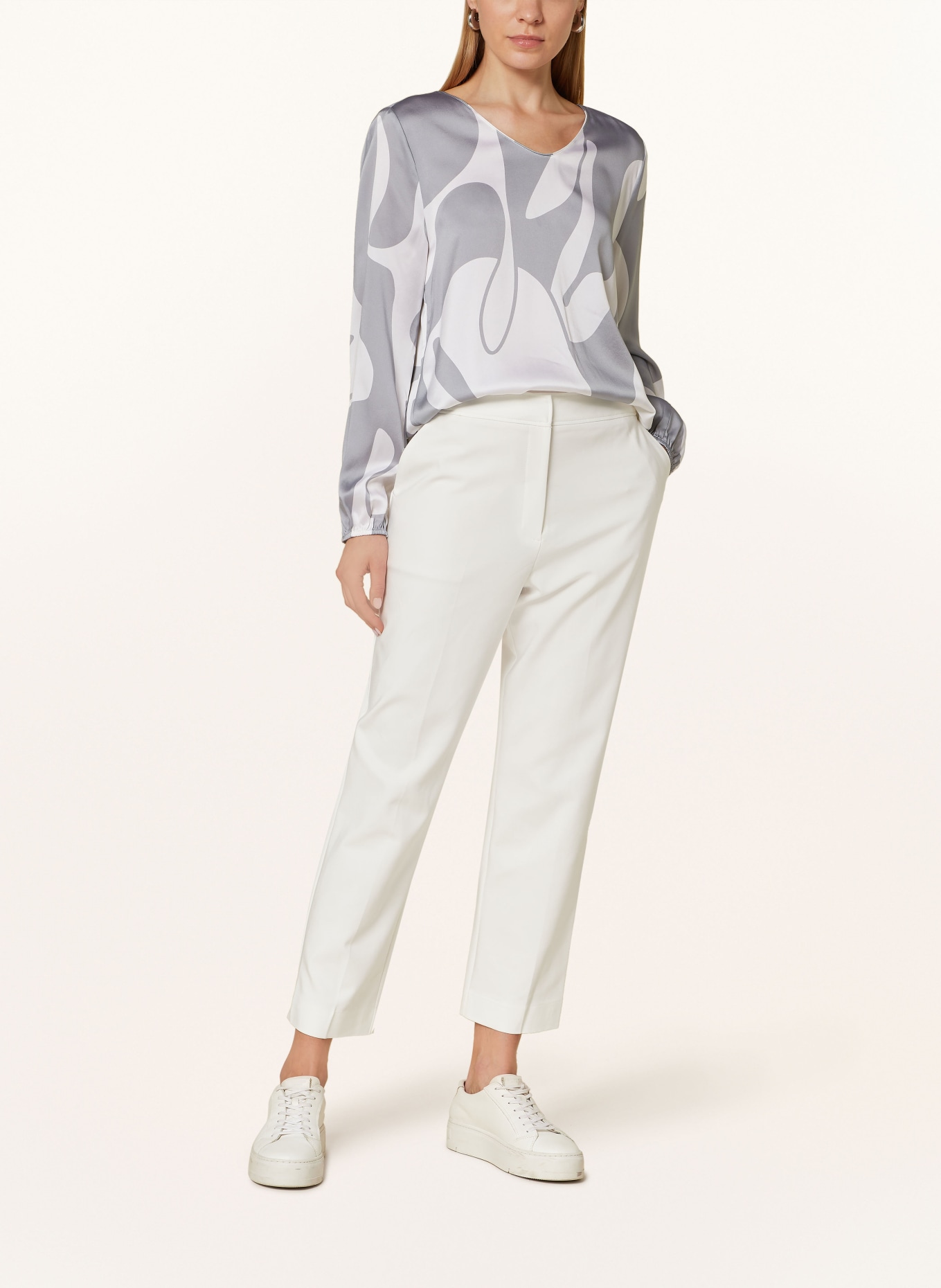 HERZEN'S ANGELEGENHEIT Silk blouse, Color: WHITE/ GRAY (Image 2)