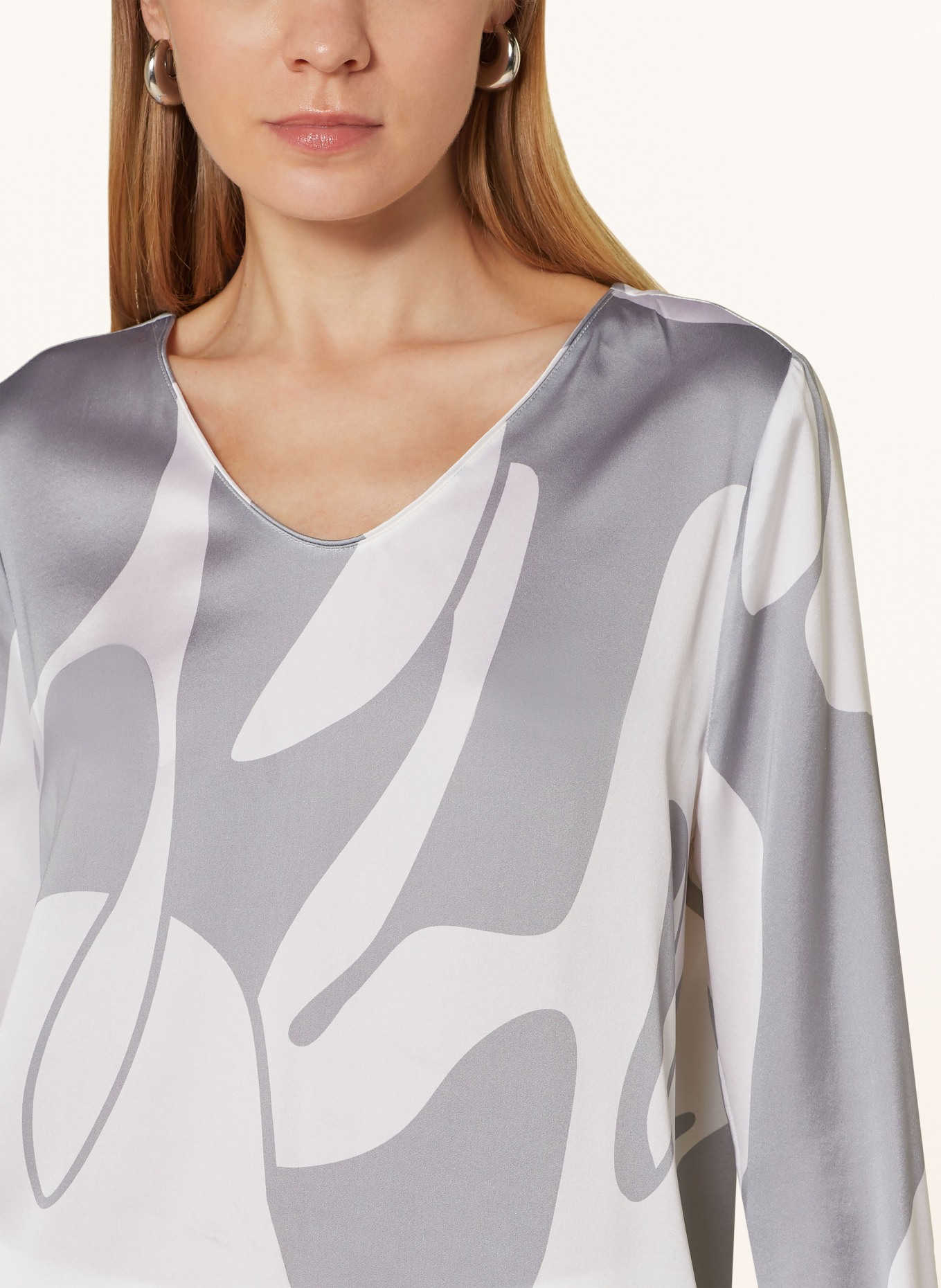 HERZEN'S ANGELEGENHEIT Silk blouse, Color: WHITE/ GRAY (Image 4)
