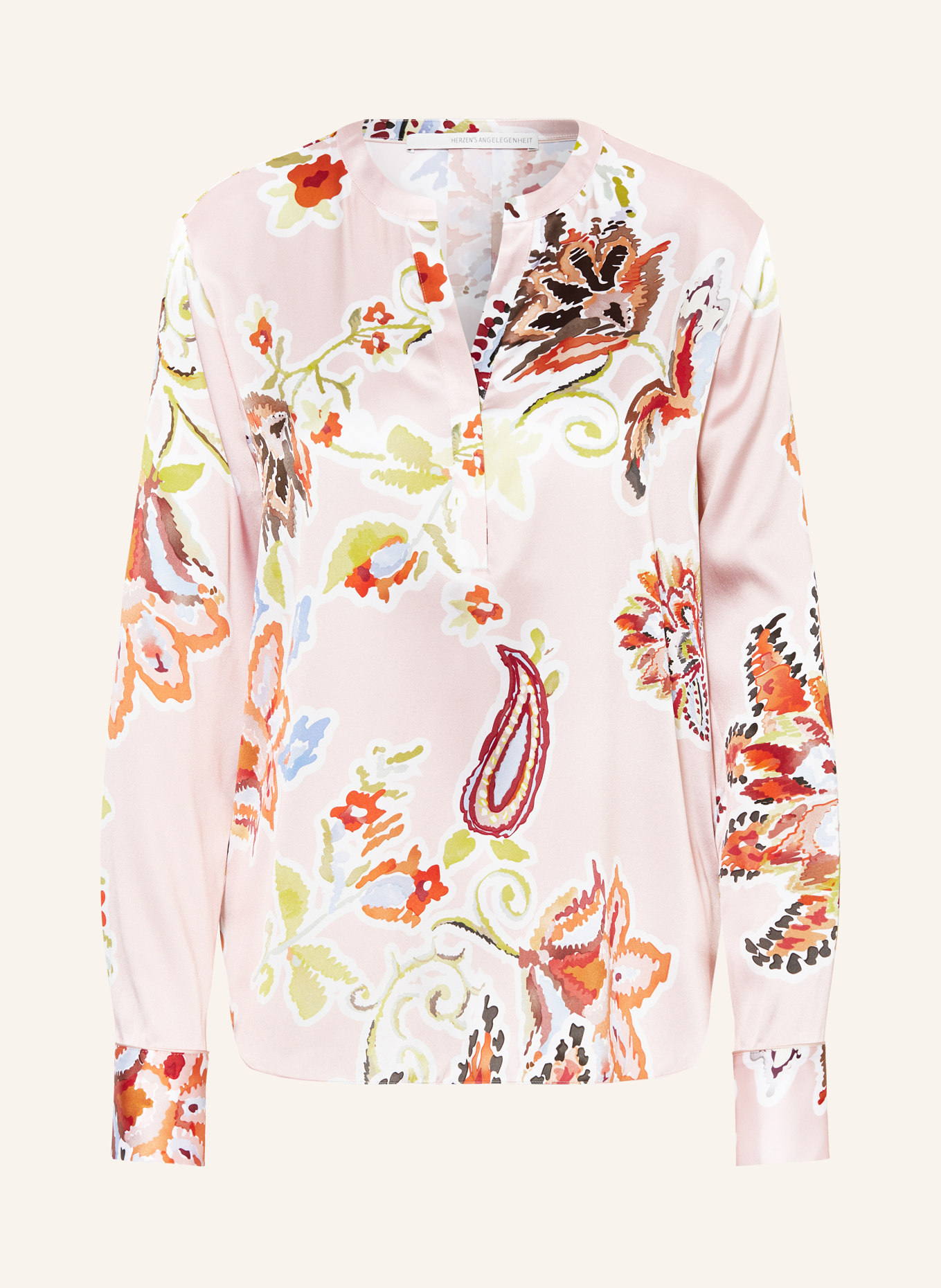 HERZEN'S ANGELEGENHEIT Shirt blouse in silk, Color: PINK/ GREEN/ GRAY (Image 1)