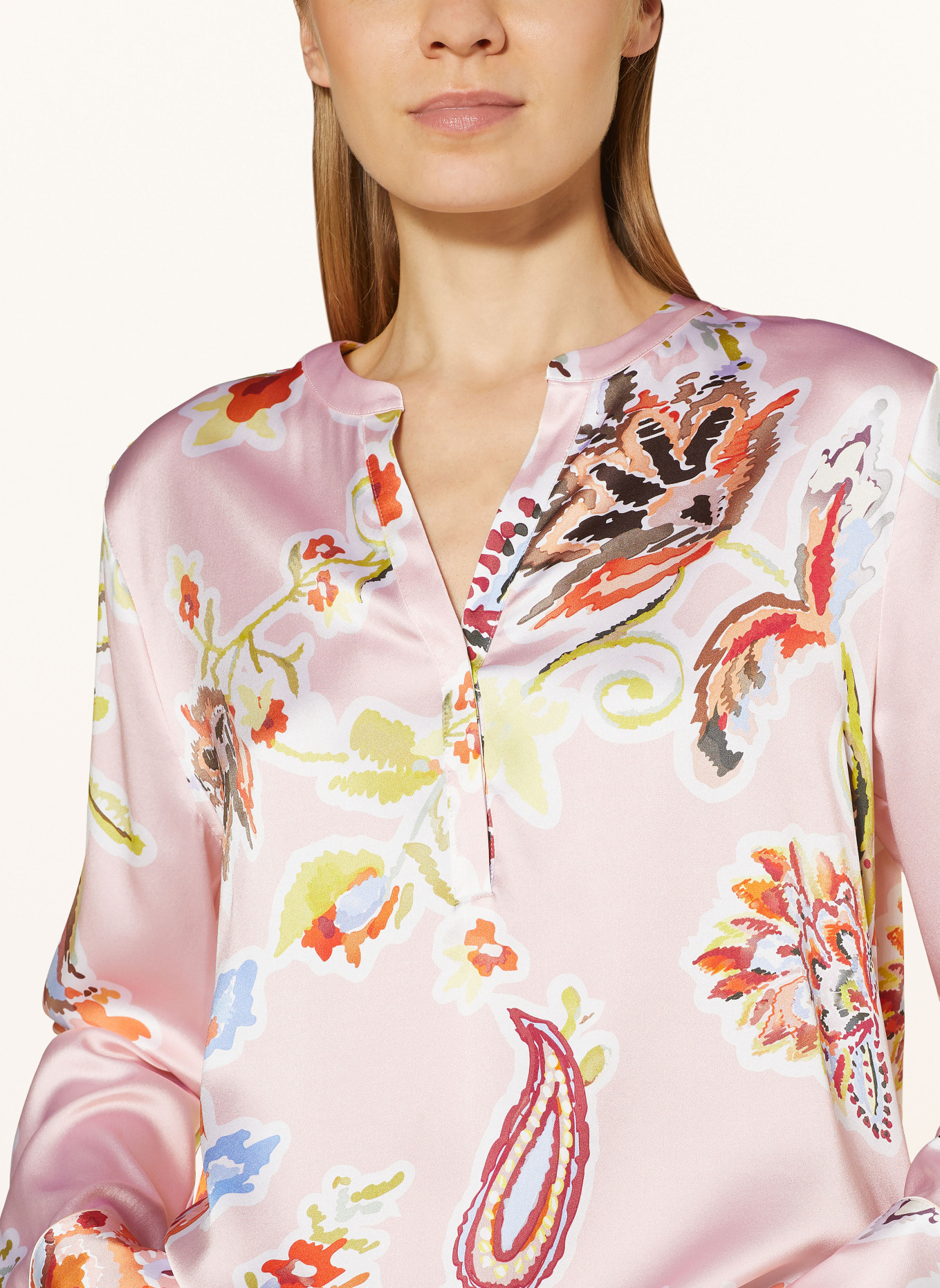 HERZEN'S ANGELEGENHEIT Shirt blouse in silk, Color: PINK/ GREEN/ GRAY (Image 4)