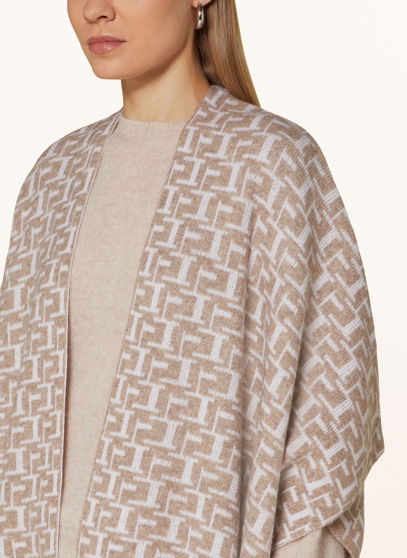 HERZEN'S ANGELEGENHEIT Knitted cape with cashmere, Color: BEIGE/ CREAM (Image 4)