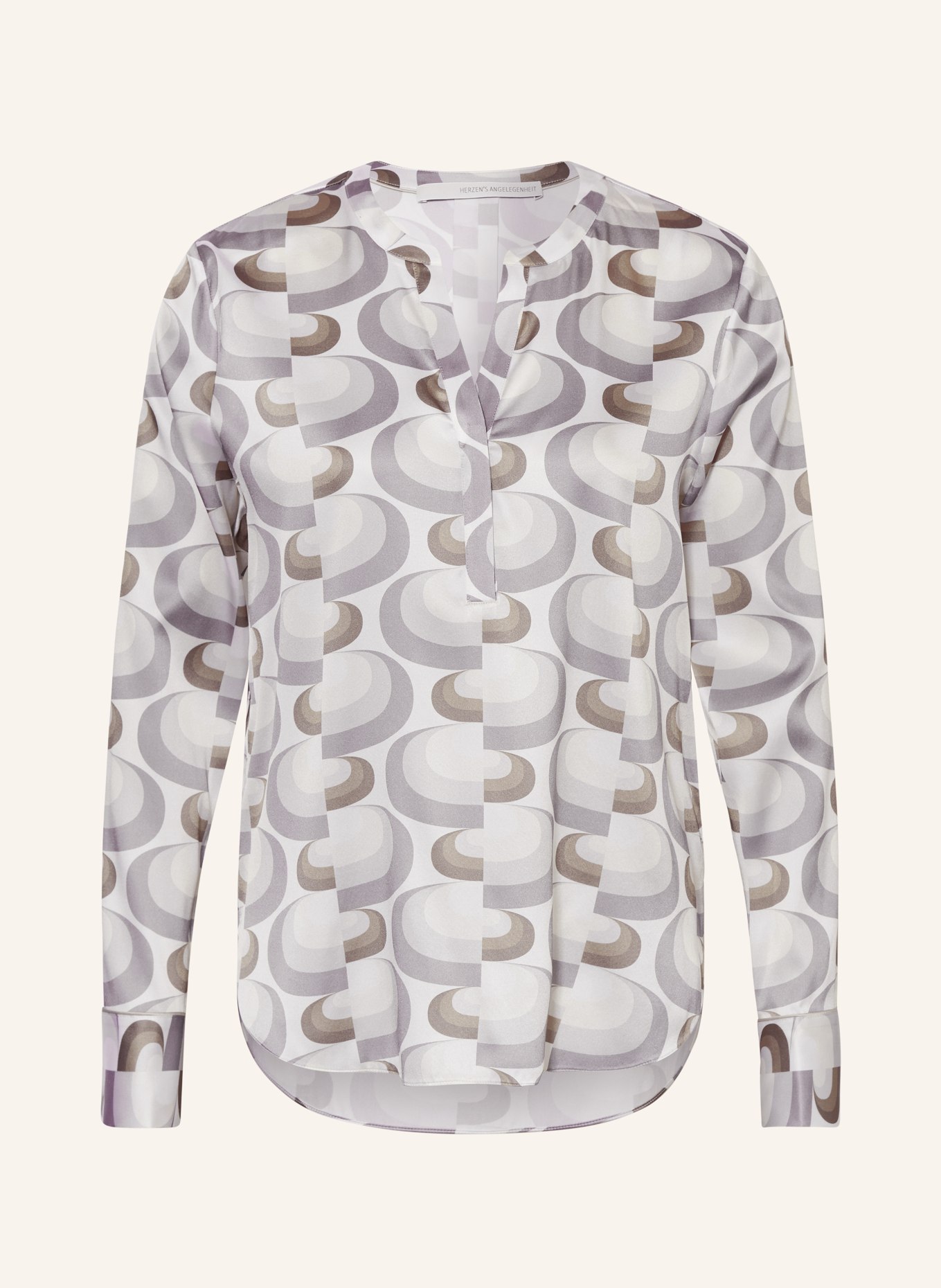 HERZEN'S ANGELEGENHEIT Shirt blouse in silk, Color: CREAM/ GRAY/ TAUPE (Image 1)