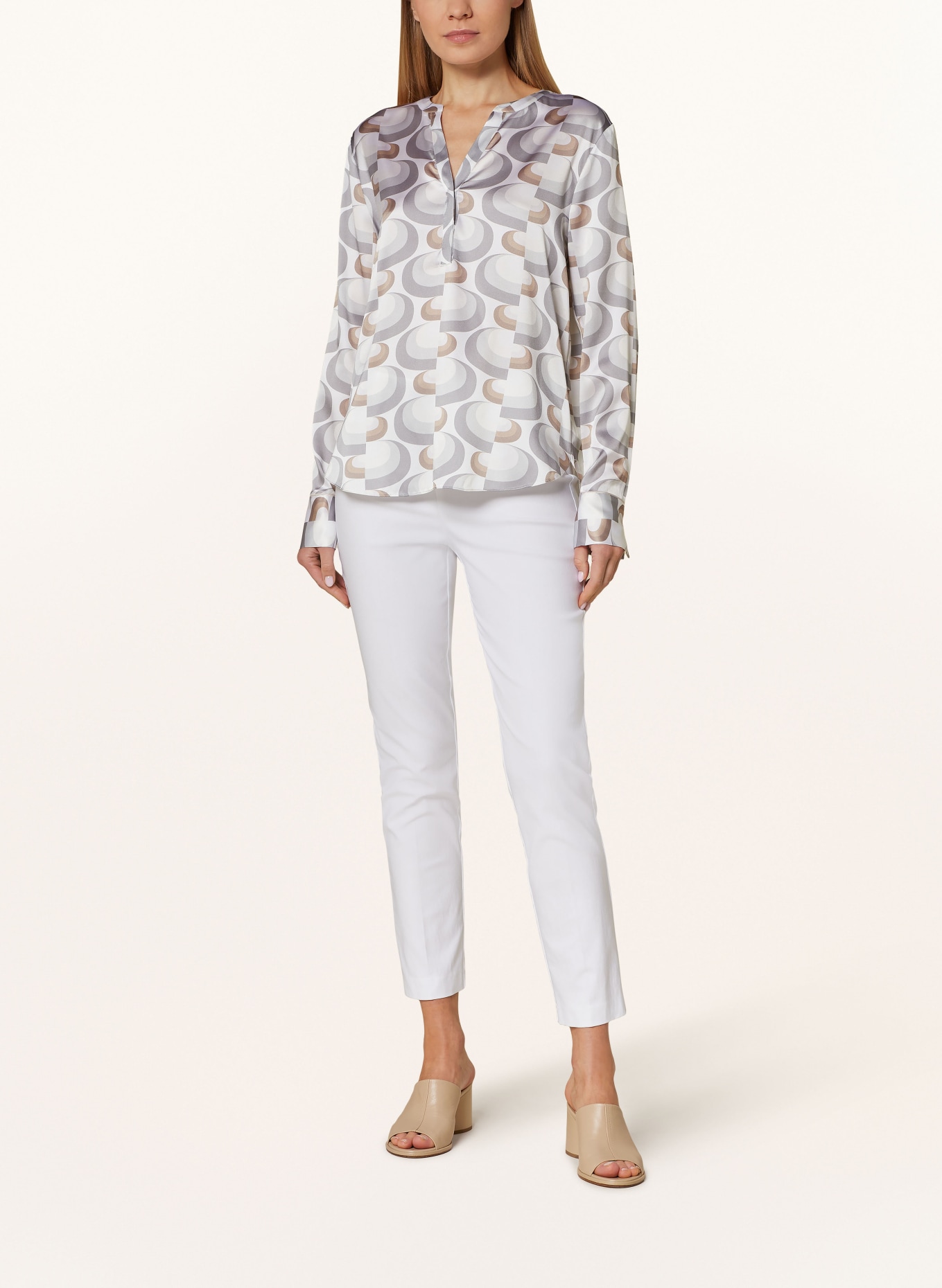 HERZEN'S ANGELEGENHEIT Shirt blouse in silk, Color: CREAM/ GRAY/ TAUPE (Image 2)