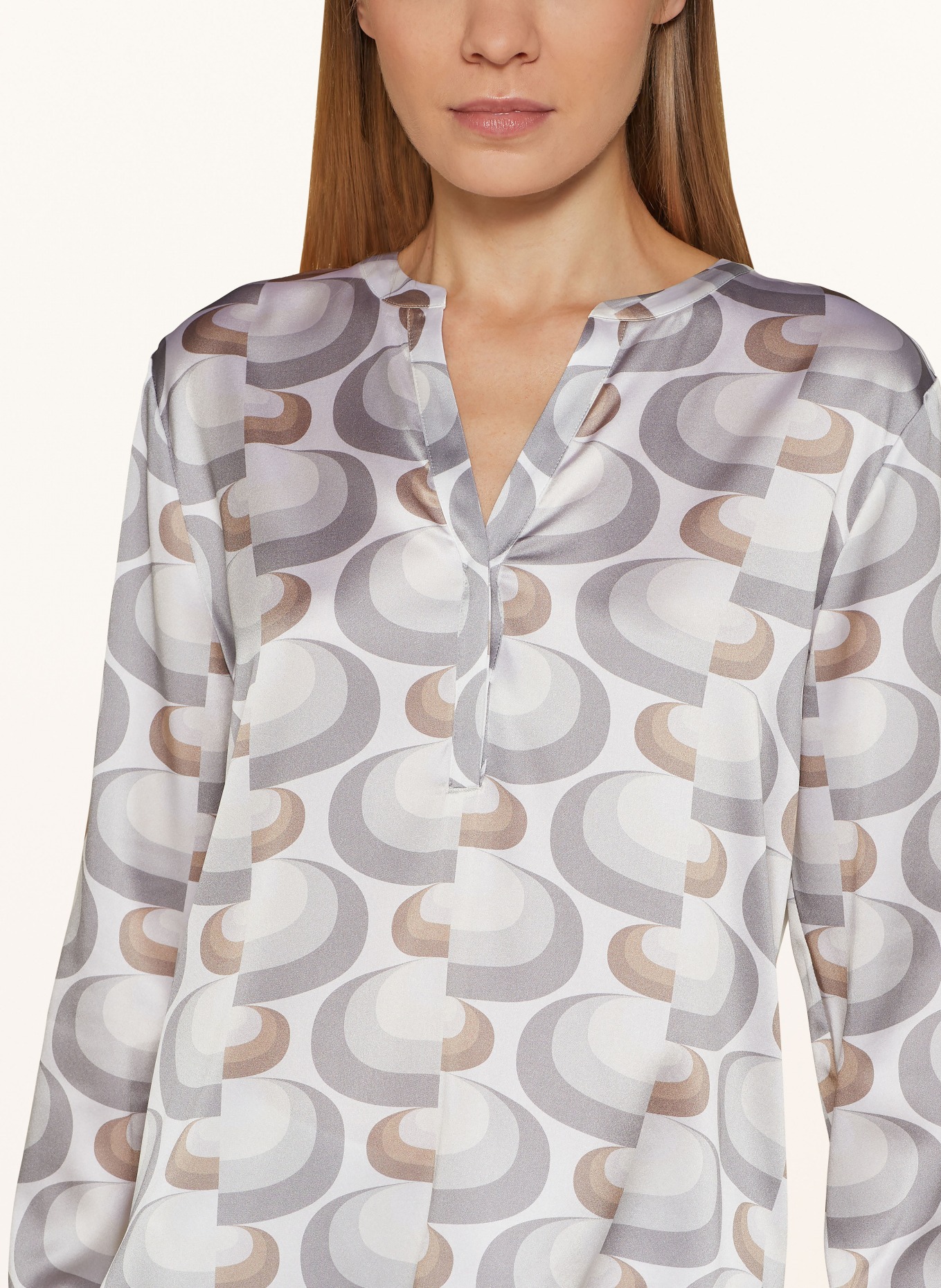 HERZEN'S ANGELEGENHEIT Shirt blouse in silk, Color: CREAM/ GRAY/ TAUPE (Image 4)