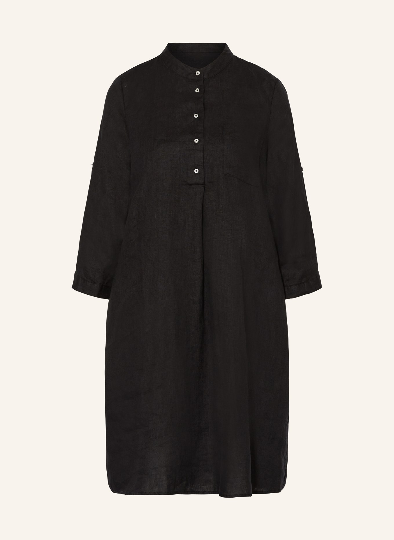 TONNO & PANNA Linen dress with 3/4 sleeves, Color: BLACK (Image 1)