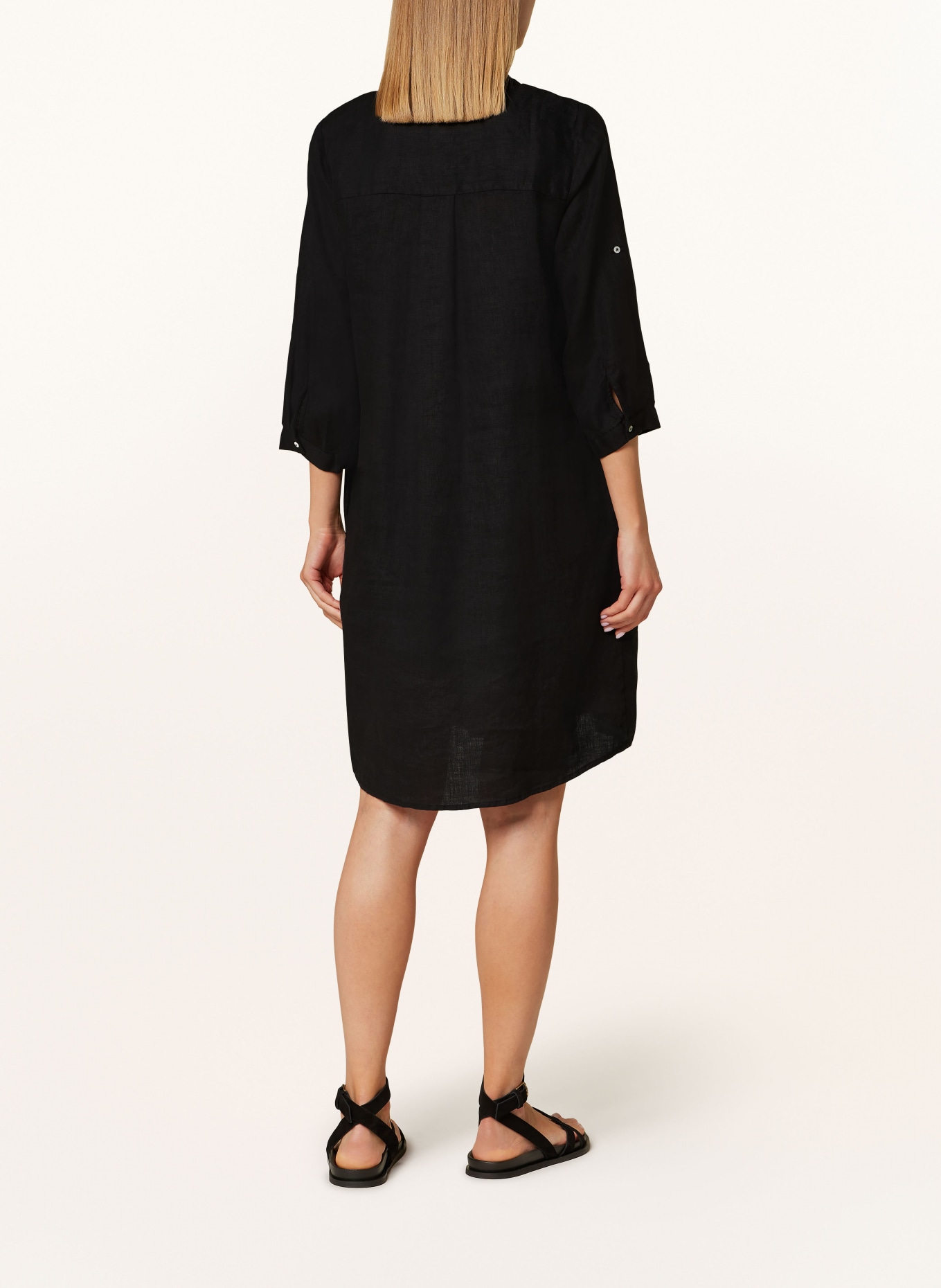 TONNO & PANNA Linen dress with 3/4 sleeves, Color: BLACK (Image 3)