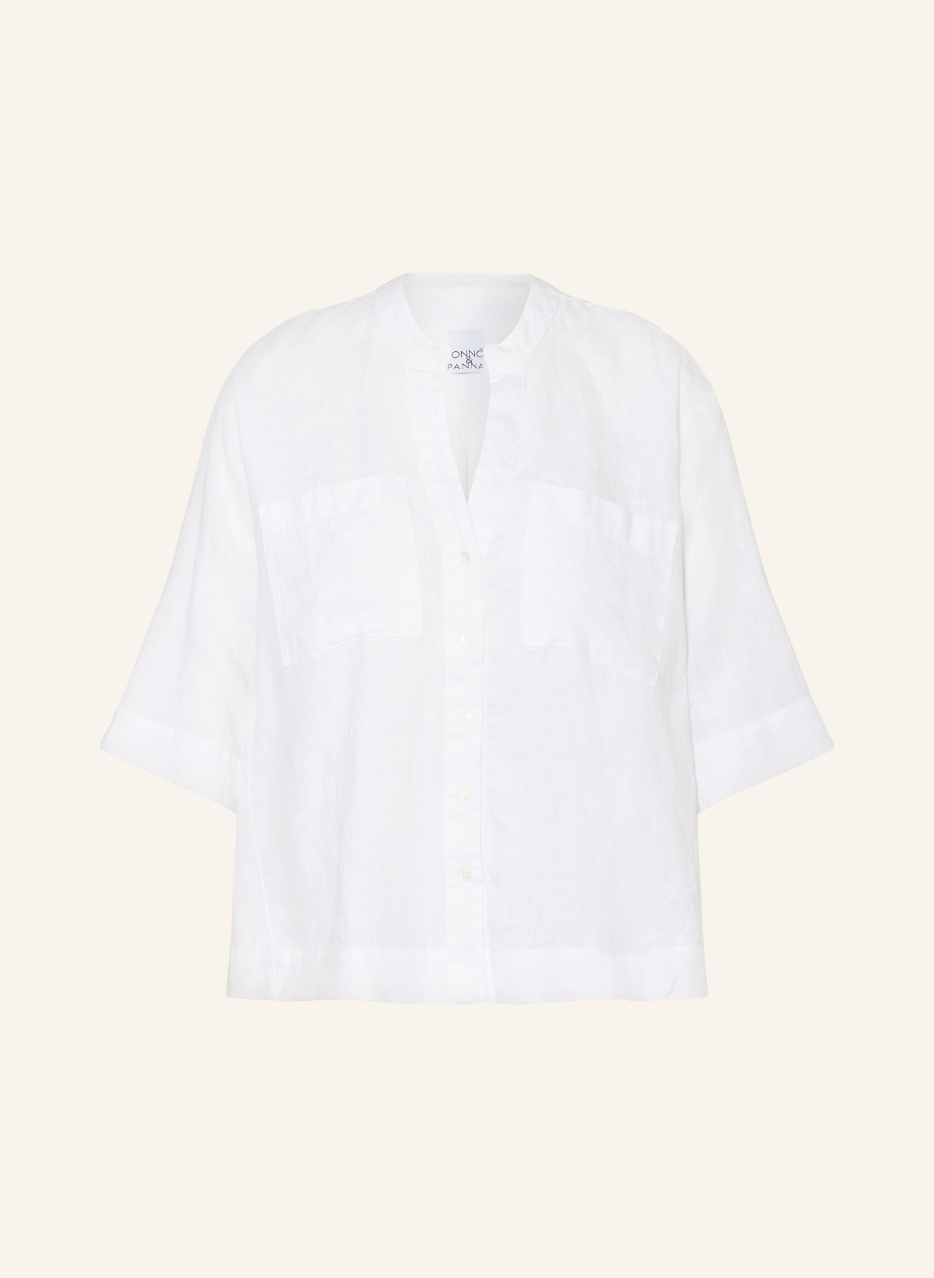 TONNO & PANNA Linen blouse with 3/4 sleeves, Color: WHITE (Image 1)