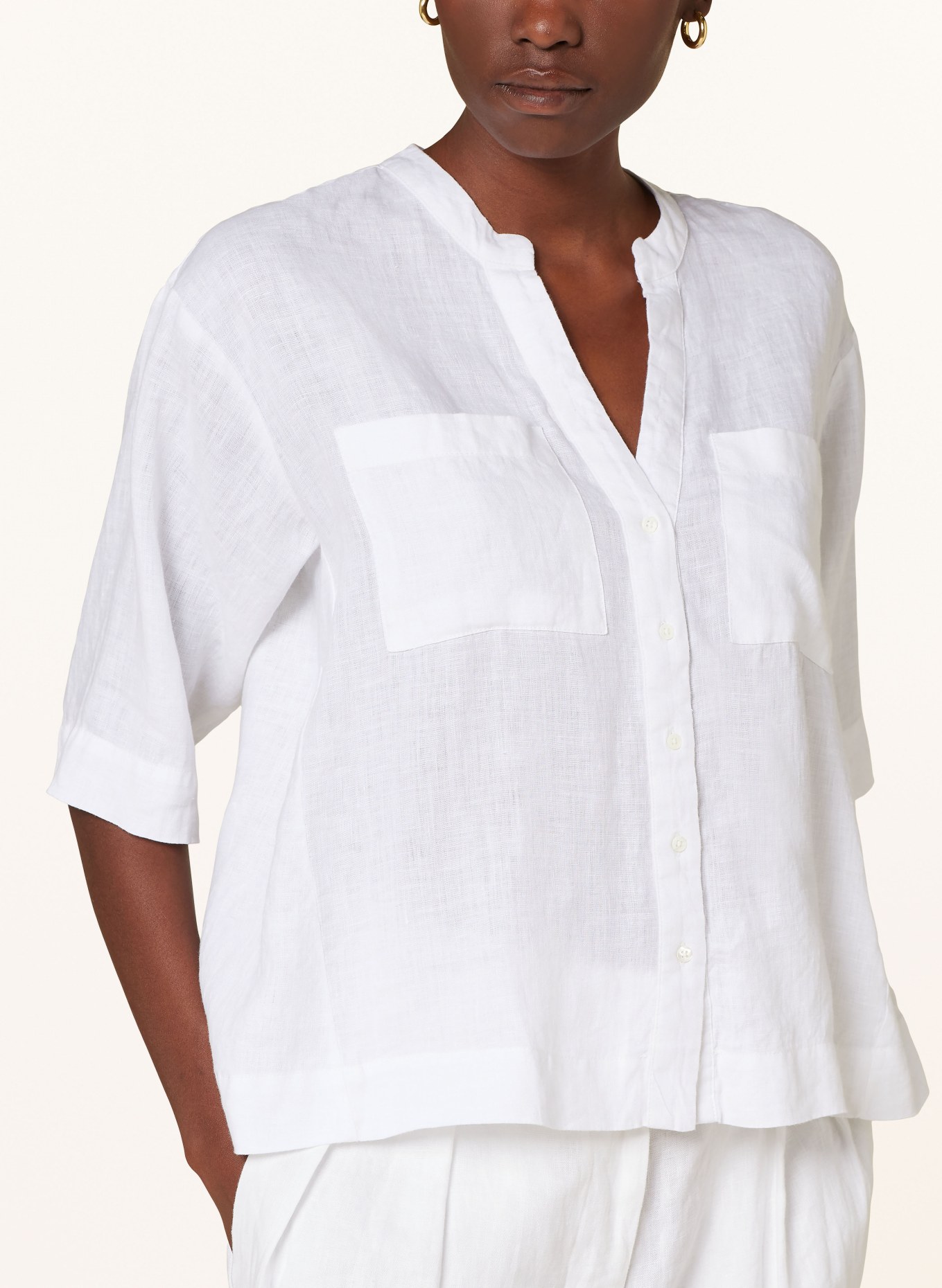 TONNO & PANNA Linen blouse with 3/4 sleeves, Color: WHITE (Image 4)