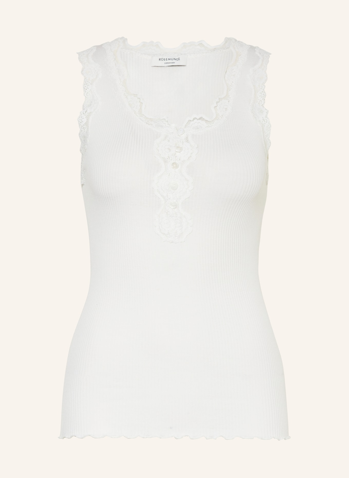 rosemunde Silk top with lace, Color: WHITE (Image 1)