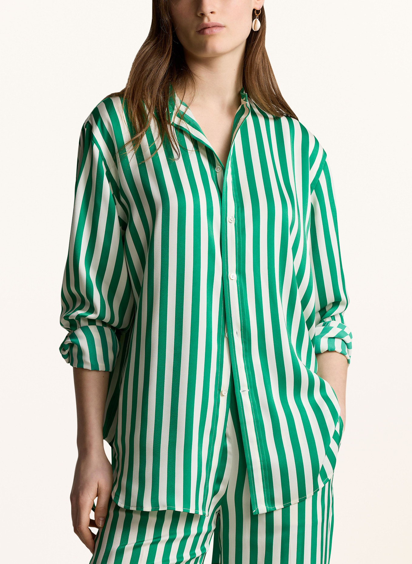 POLO RALPH LAUREN Seidenbluse in creme/ grün