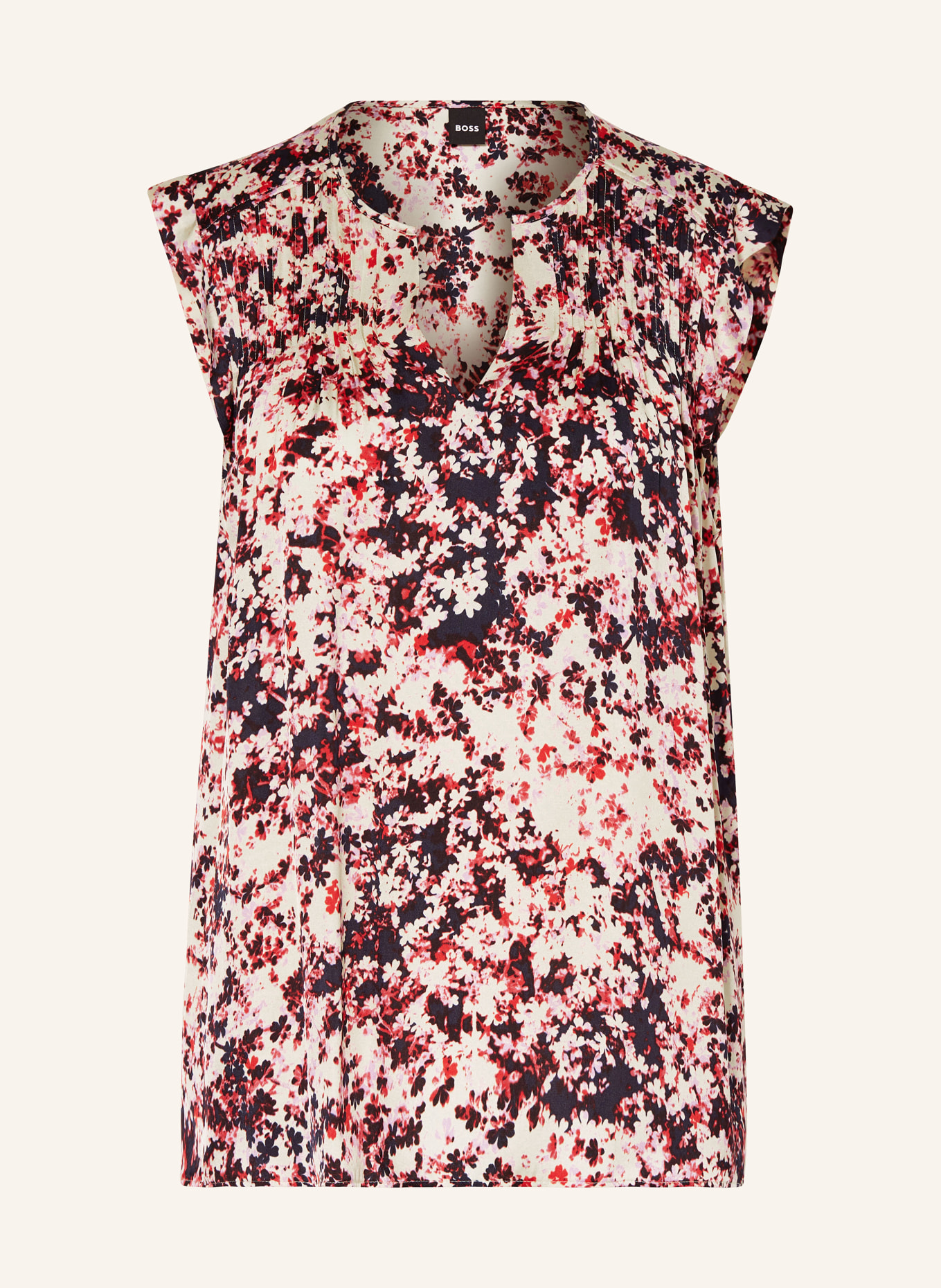BOSS Blouse top BINALLI with silk, Color: CREAM/ DARK PURPLE/ RED (Image 1)