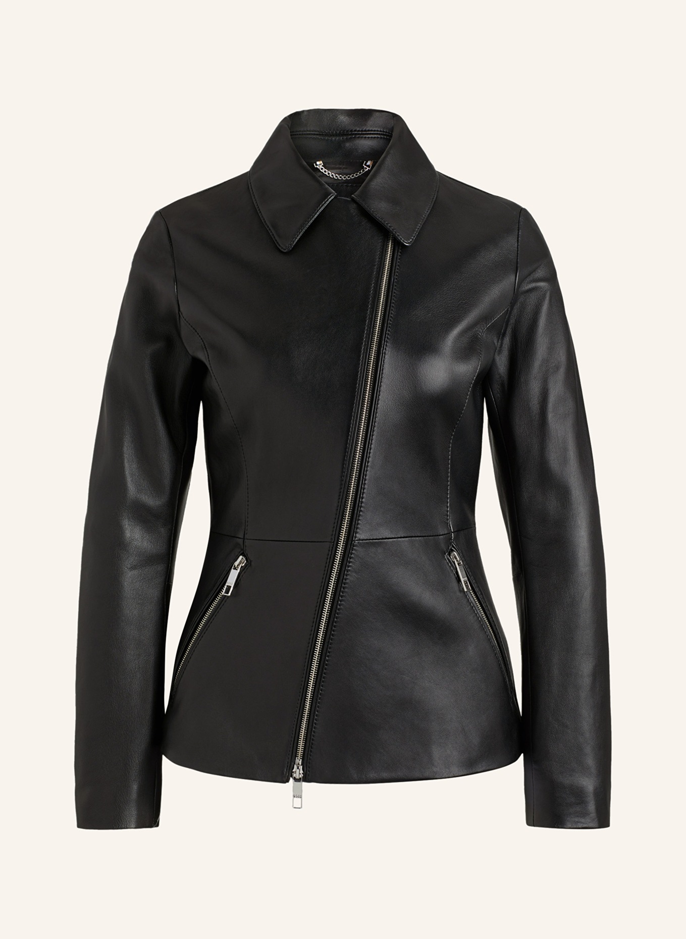 BOSS Leather jacket SASILIA, Color: BLACK (Image 1)