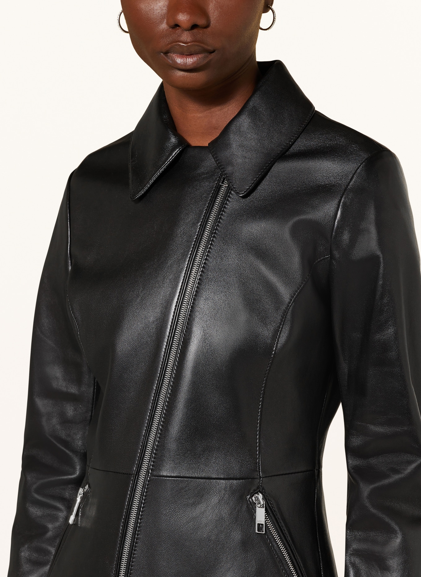 BOSS Leather jacket SASILIA, Color: BLACK (Image 4)