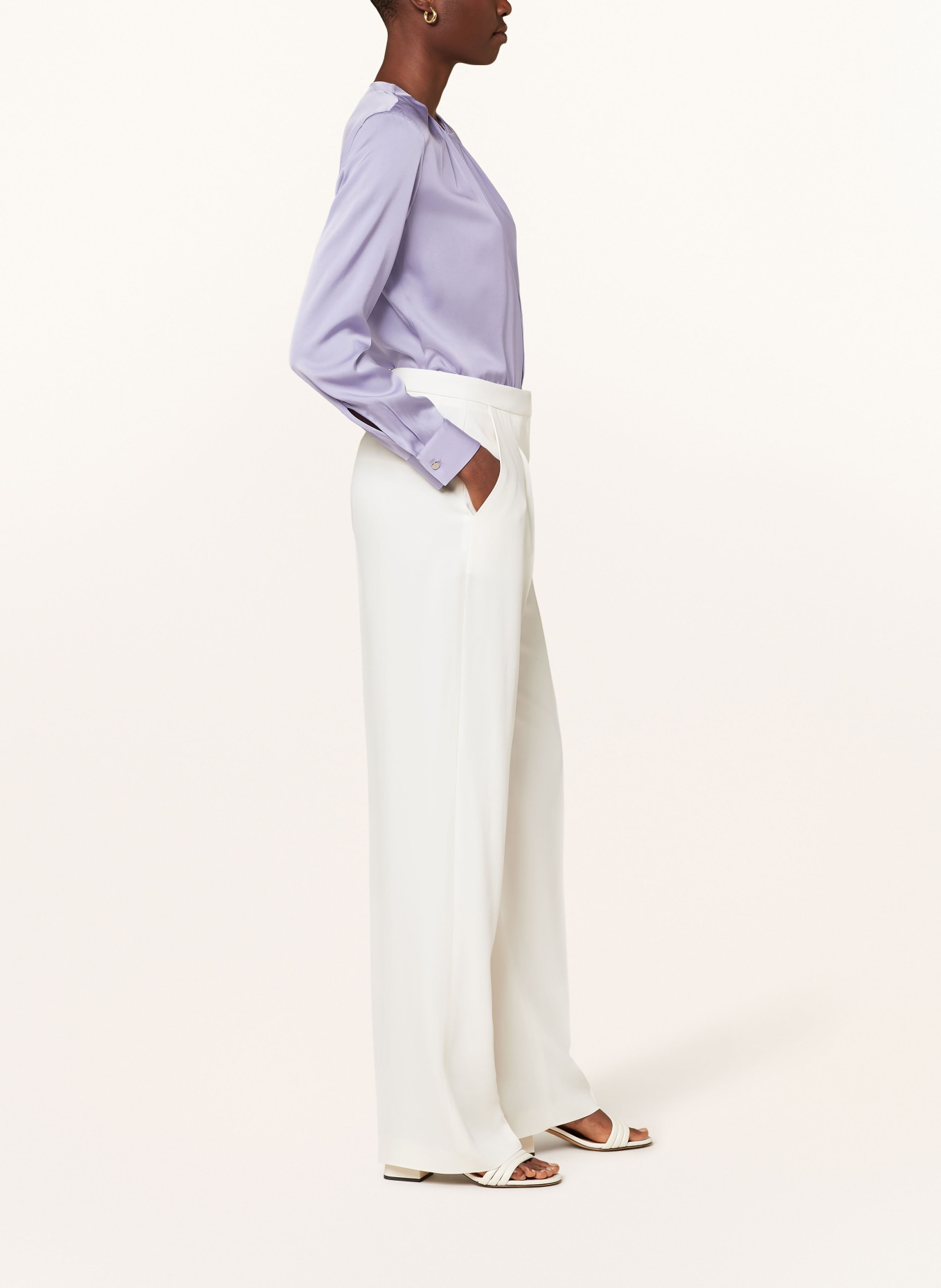 BOSS Wide leg trousers TOZERA, Color: WHITE (Image 4)