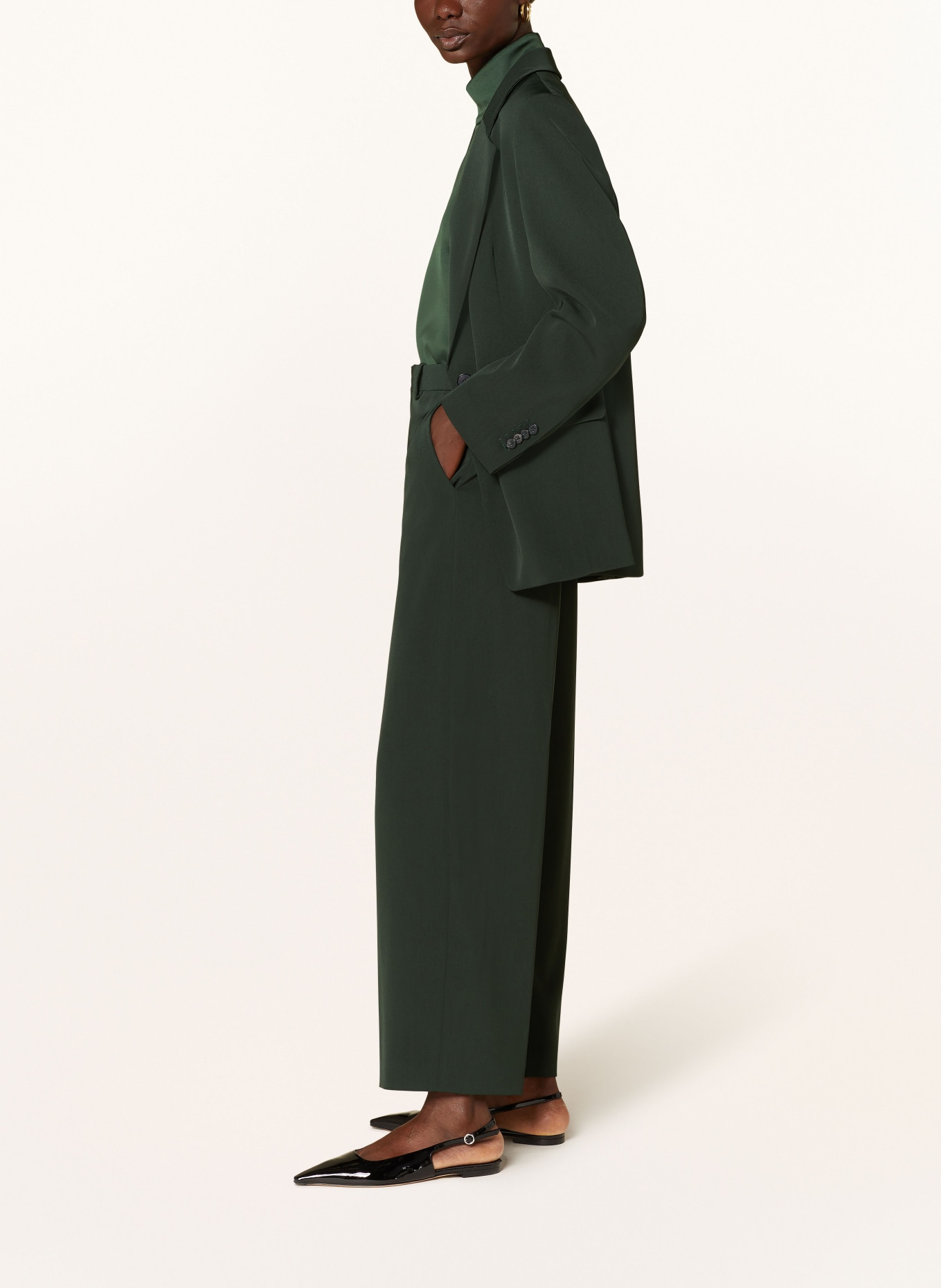 DRYKORN Wide leg trousers DESK, Color: DARK GREEN (Image 4)