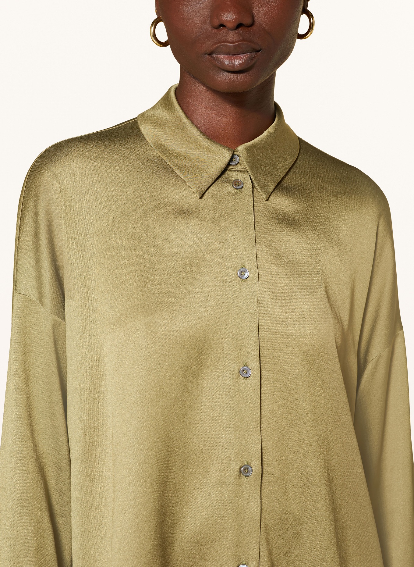 DRYKORN Shirt blouse CLOELIA in satin: GREEN
