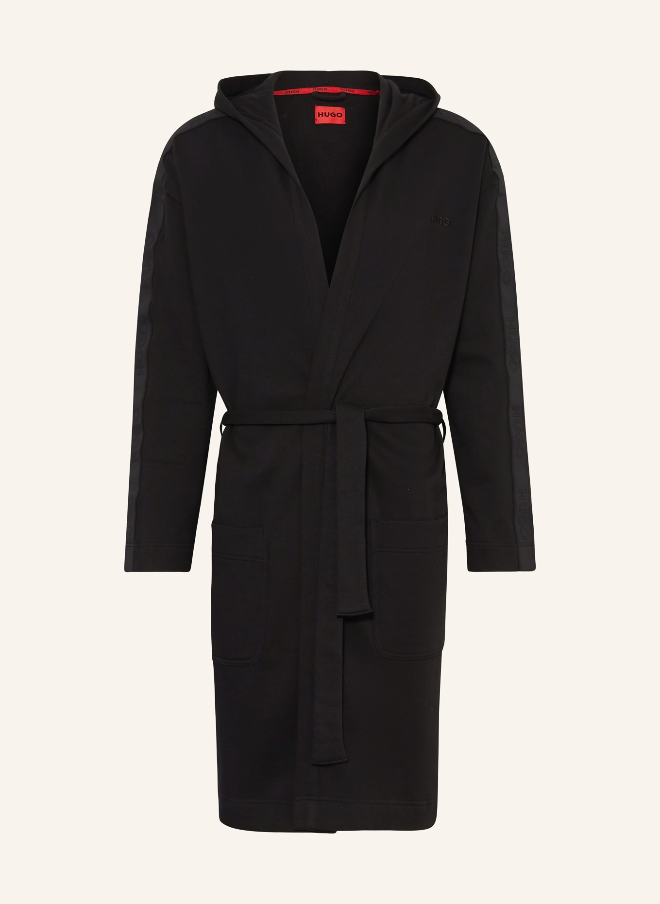 HUGO Men's dressing gown TONAL LOGO ROBE, Color: BLACK (Image 1)
