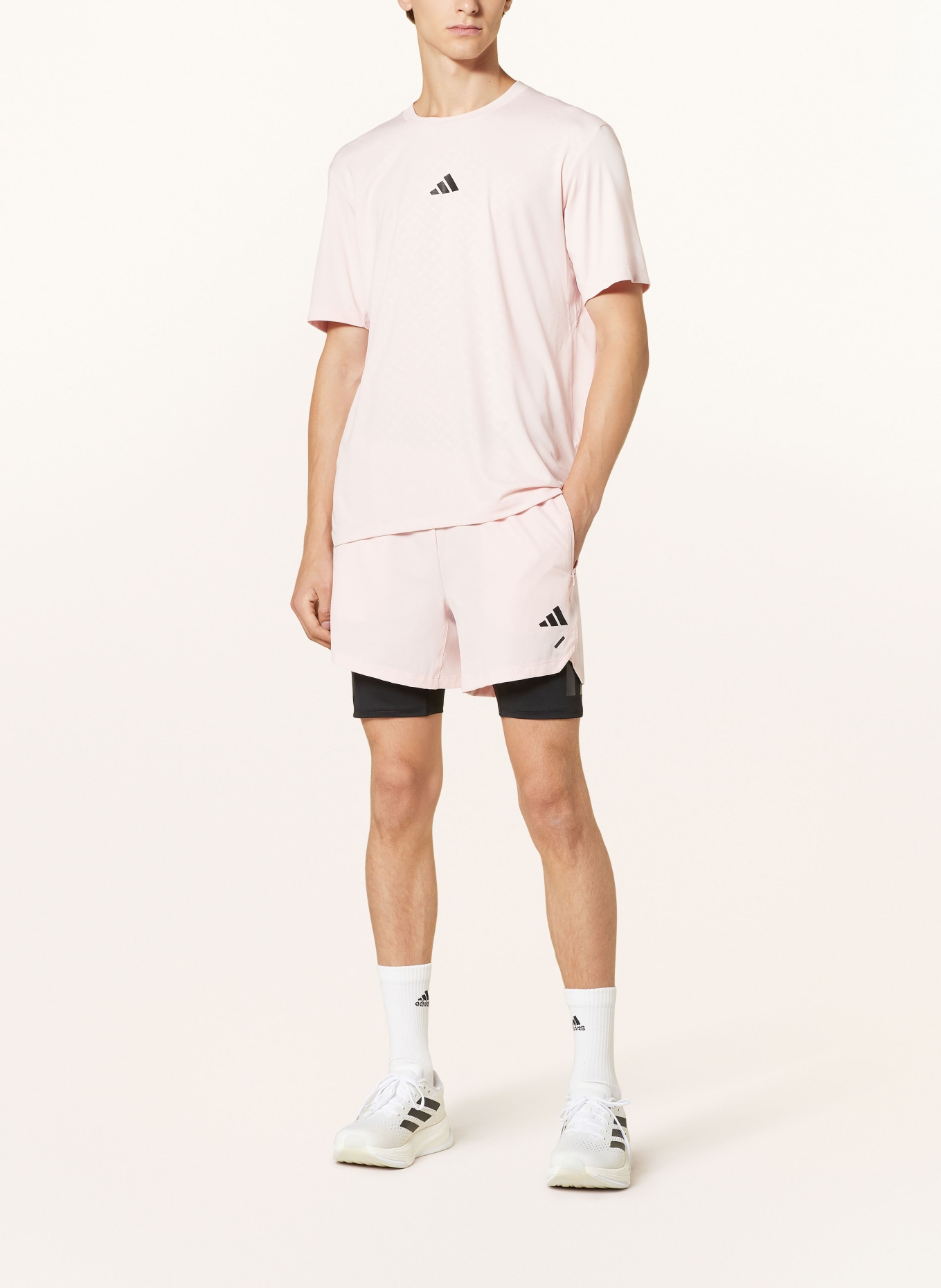 adidas 2 in 1 training shorts POWER in light pink black