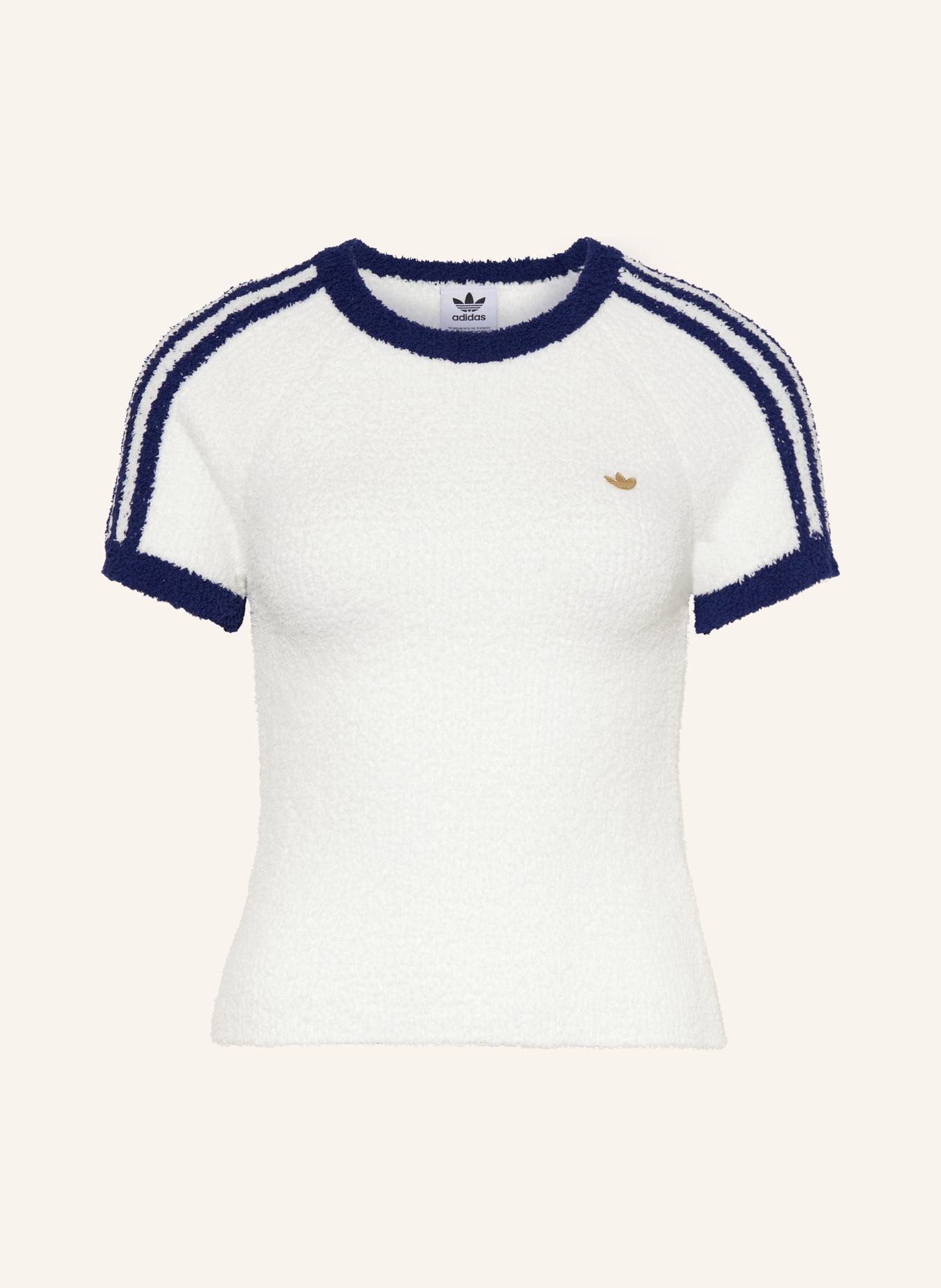 adidas Originals Knit shirt in ecru dark blue