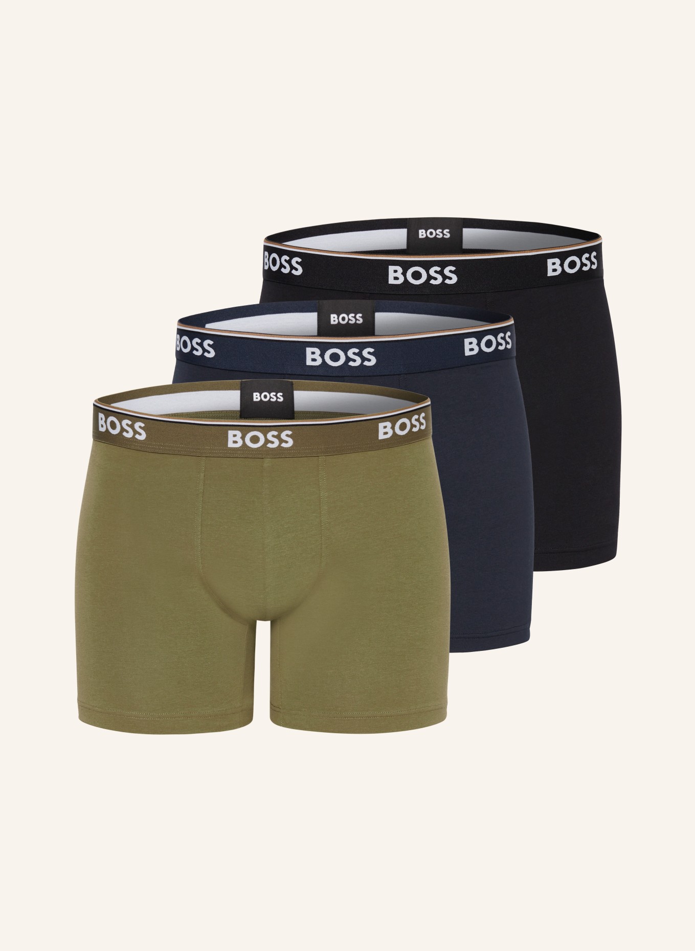 BOSS 3er-Pack Boxershorts, Farbe: DUNKELBLAU/ SCHWARZ/ GRÜN (Bild 1)