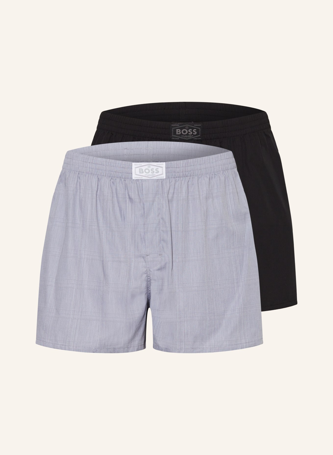 BOSS 2-pack woven boxer shorts, Color: LIGHT GRAY/ BLACK (Image 1)