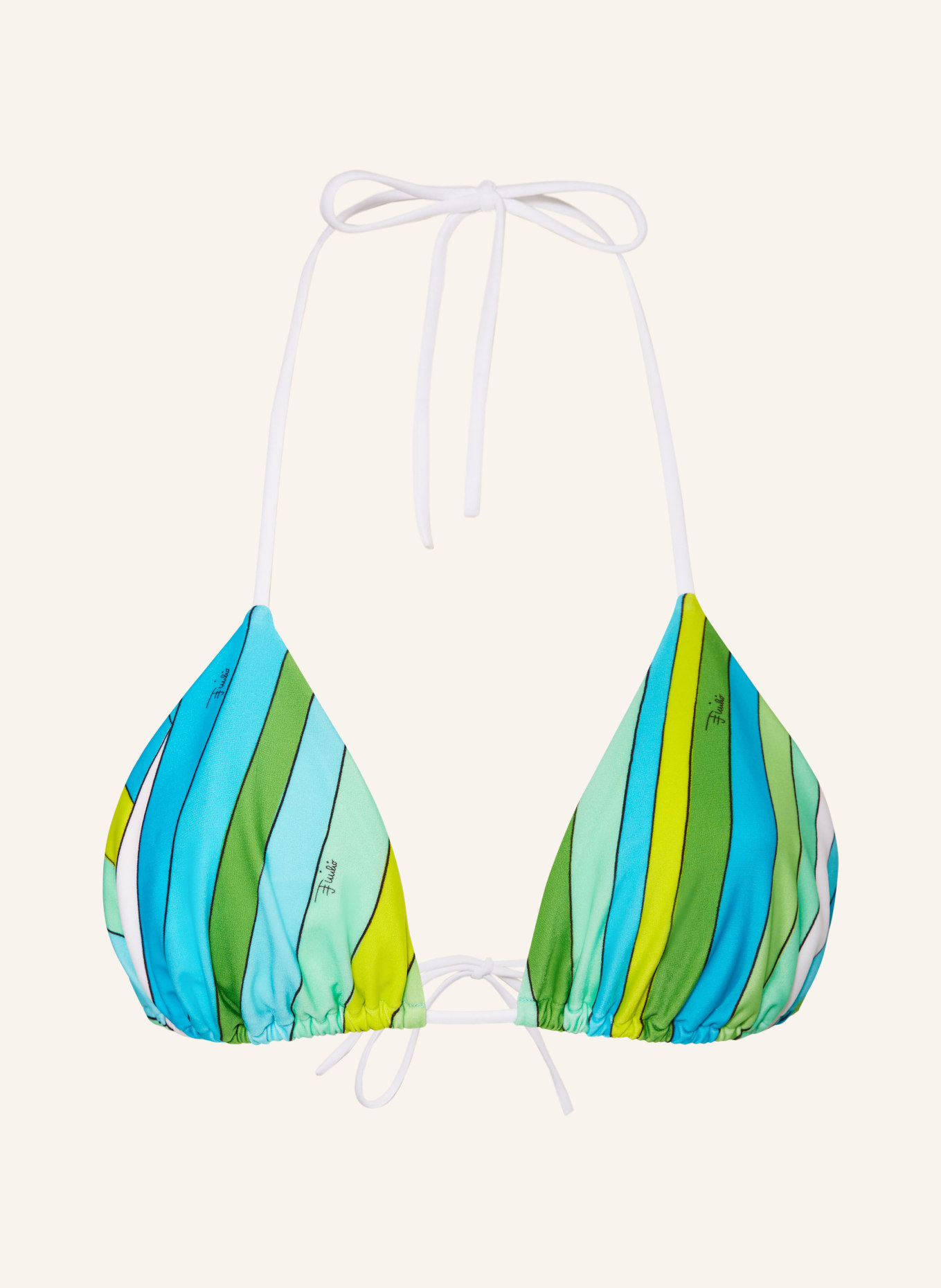 PUCCI Triangle bikini top, Color: BLUE/ GREEN/ YELLOW (Image 1)