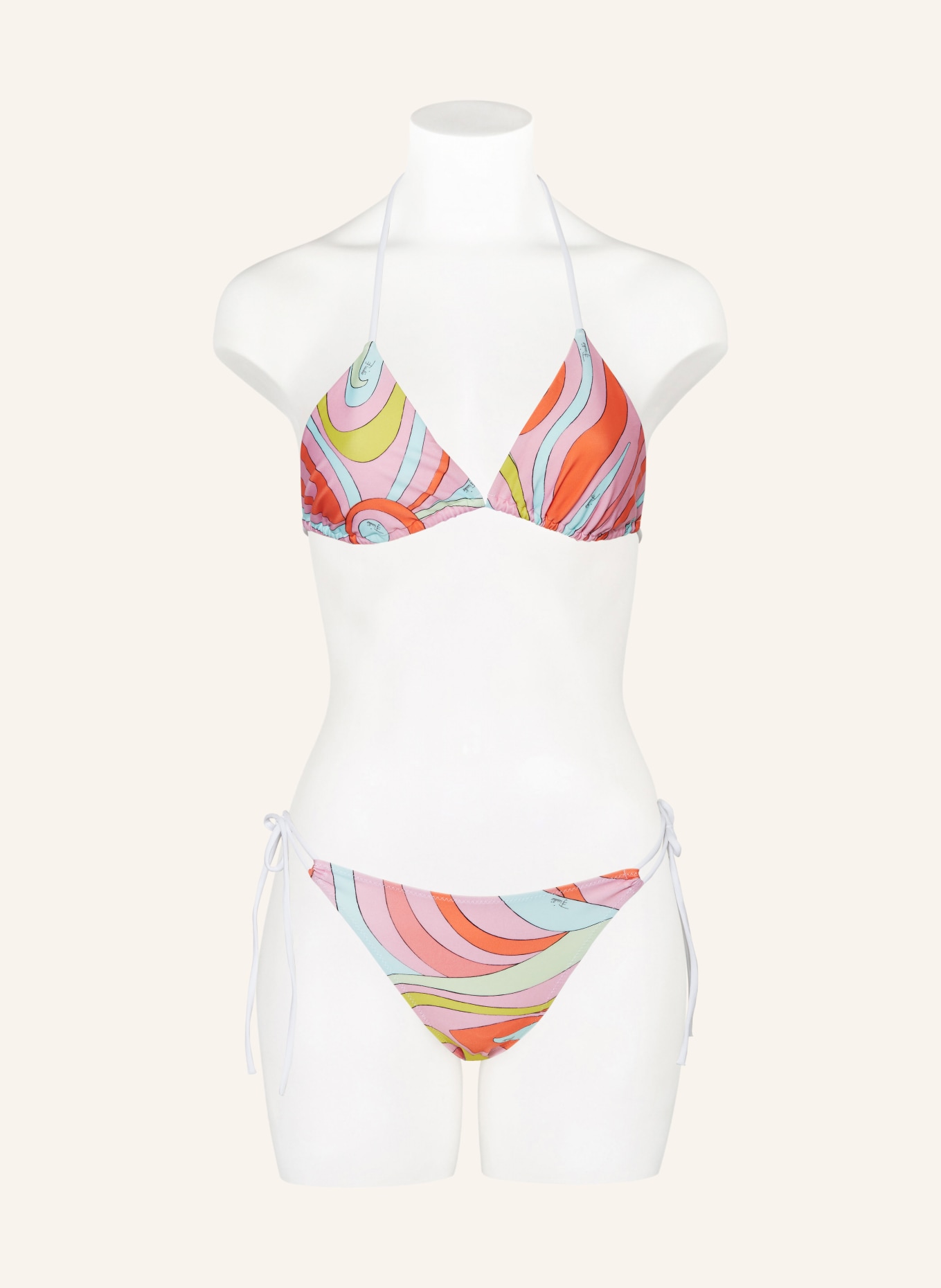PUCCI Triangel-Bikini-Top, Farbe: ROSA/ HELLBLAU/ ORANGE (Bild 2)