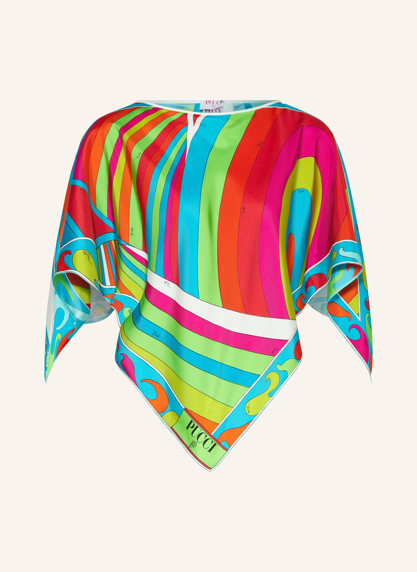 PUCCI Silk poncho, Color: TURQUOISE/ RED/ FUCHSIA (Image 1)